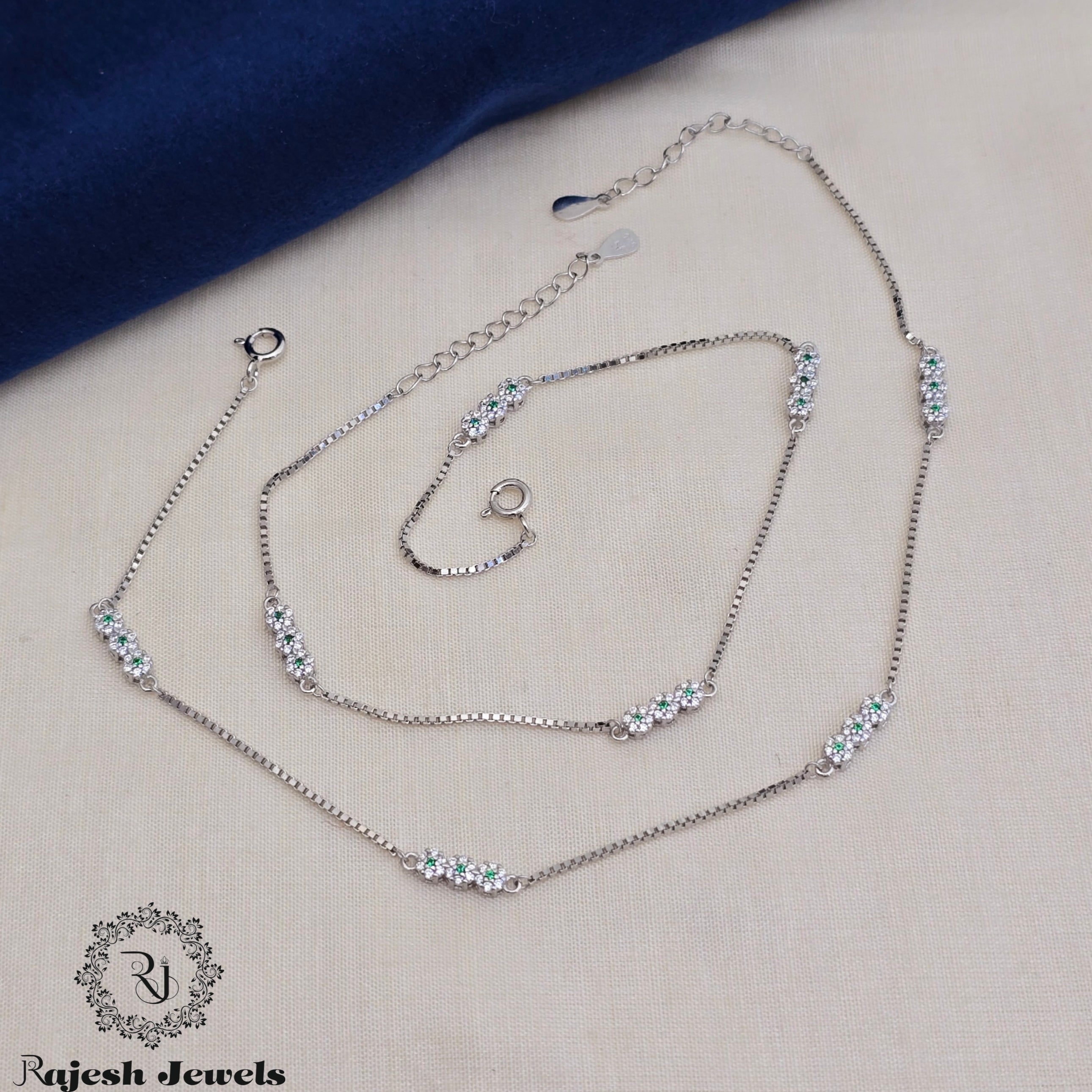 Superlative Cz Silver Rodhium Finish Anklets