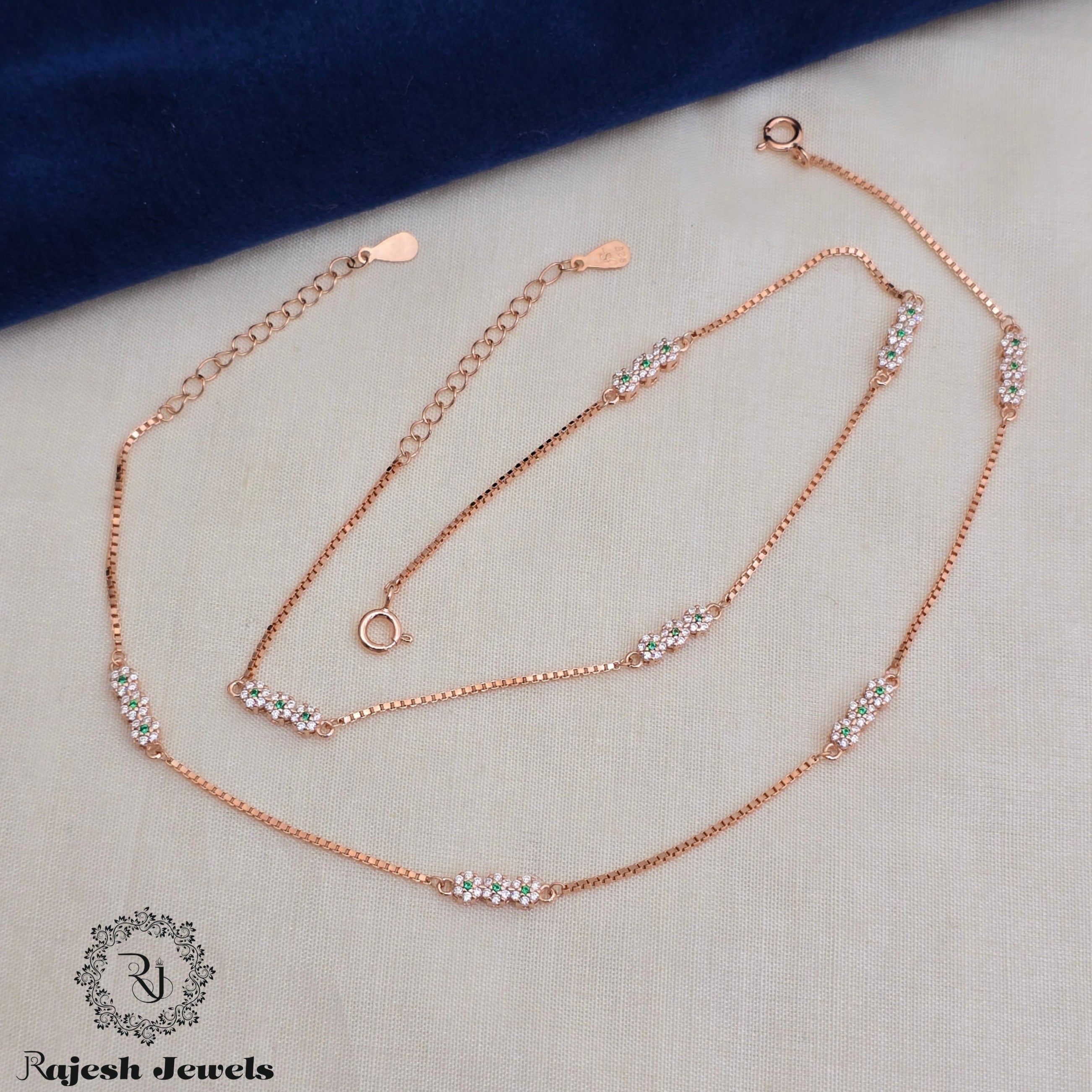 Ravishing Cz Rosegold Sleek Anklets