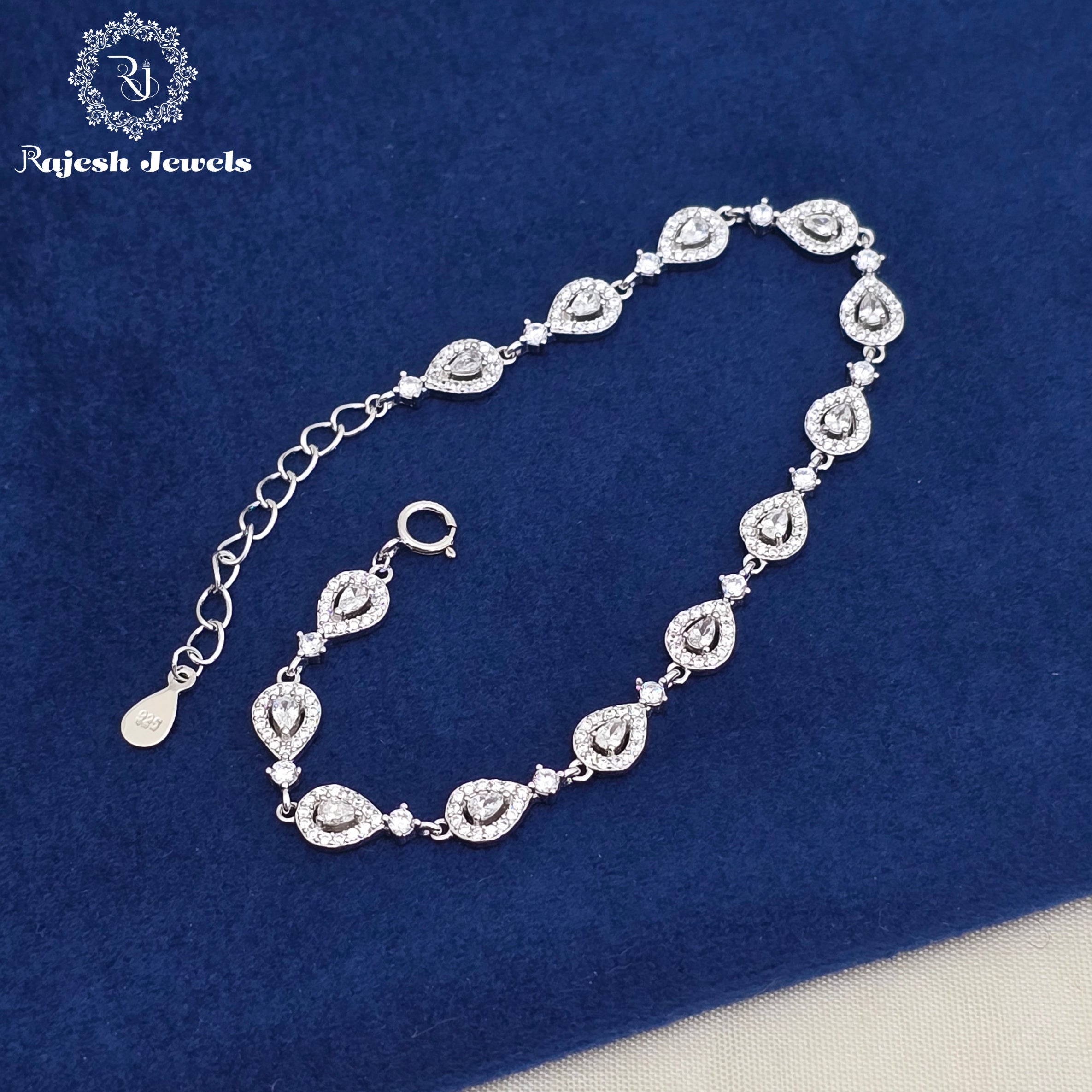 Teardrop Shaped Cz Rodhium Finish Bracelet
