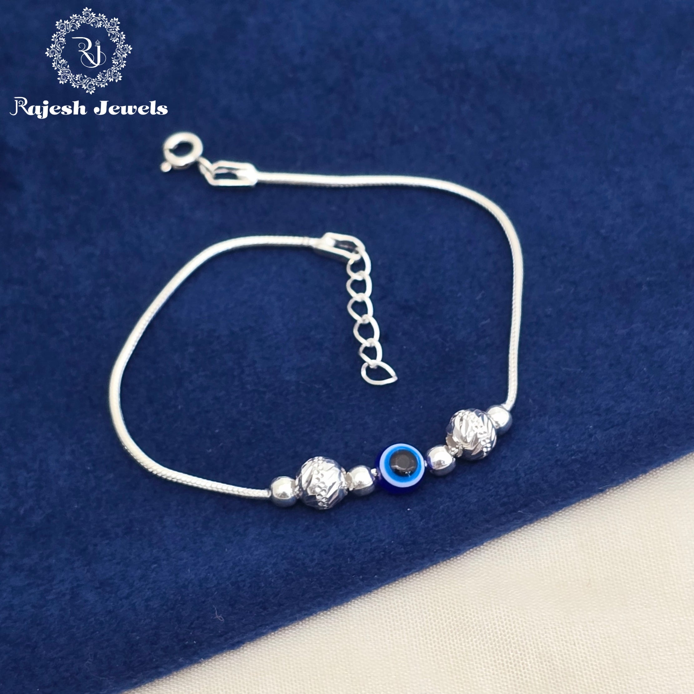 Evil Eye Bead Silver Bracelet
