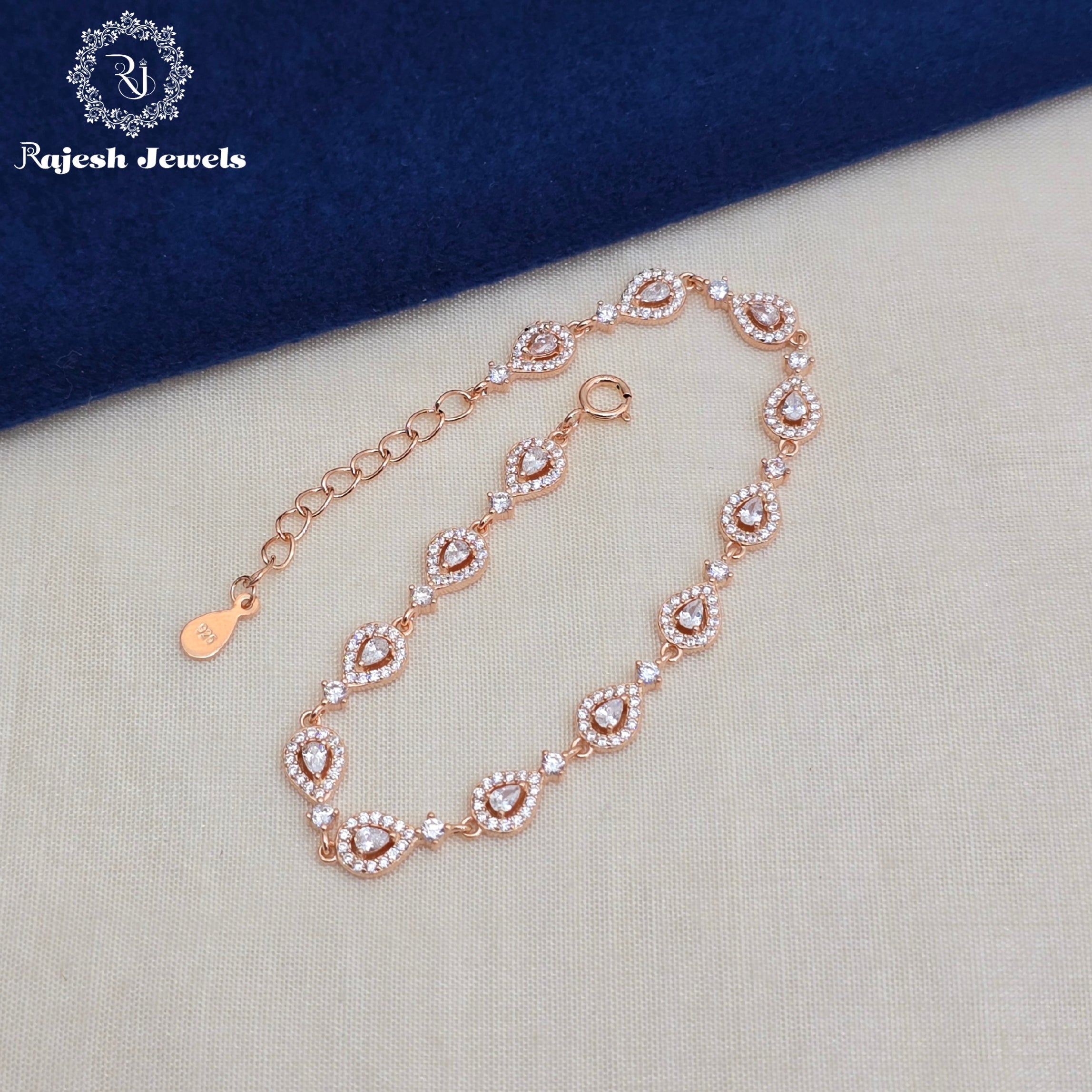 Luxurious Cz Rosegold Finish Bracelet