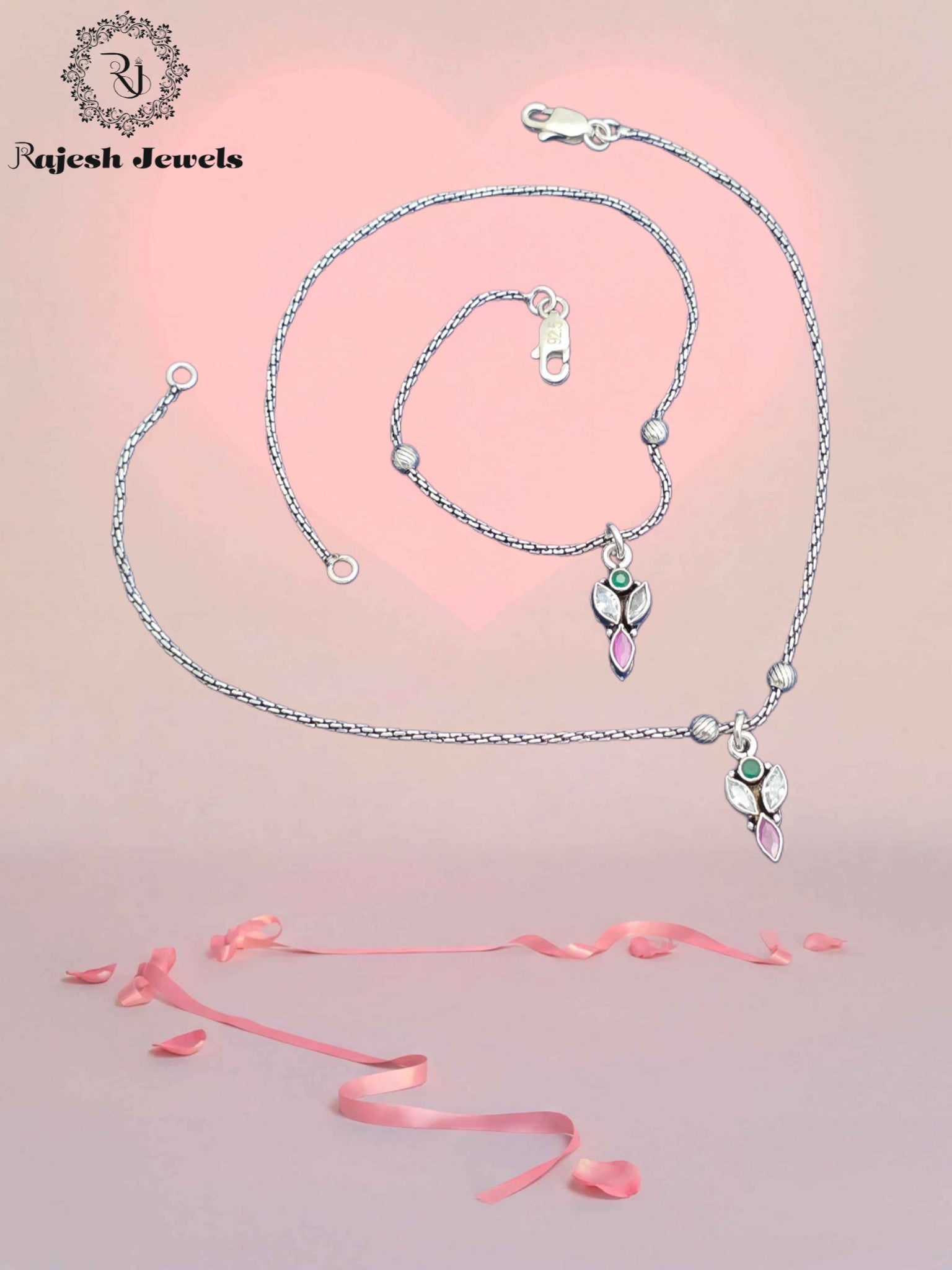 Sleek Cutstone Charm Anklet