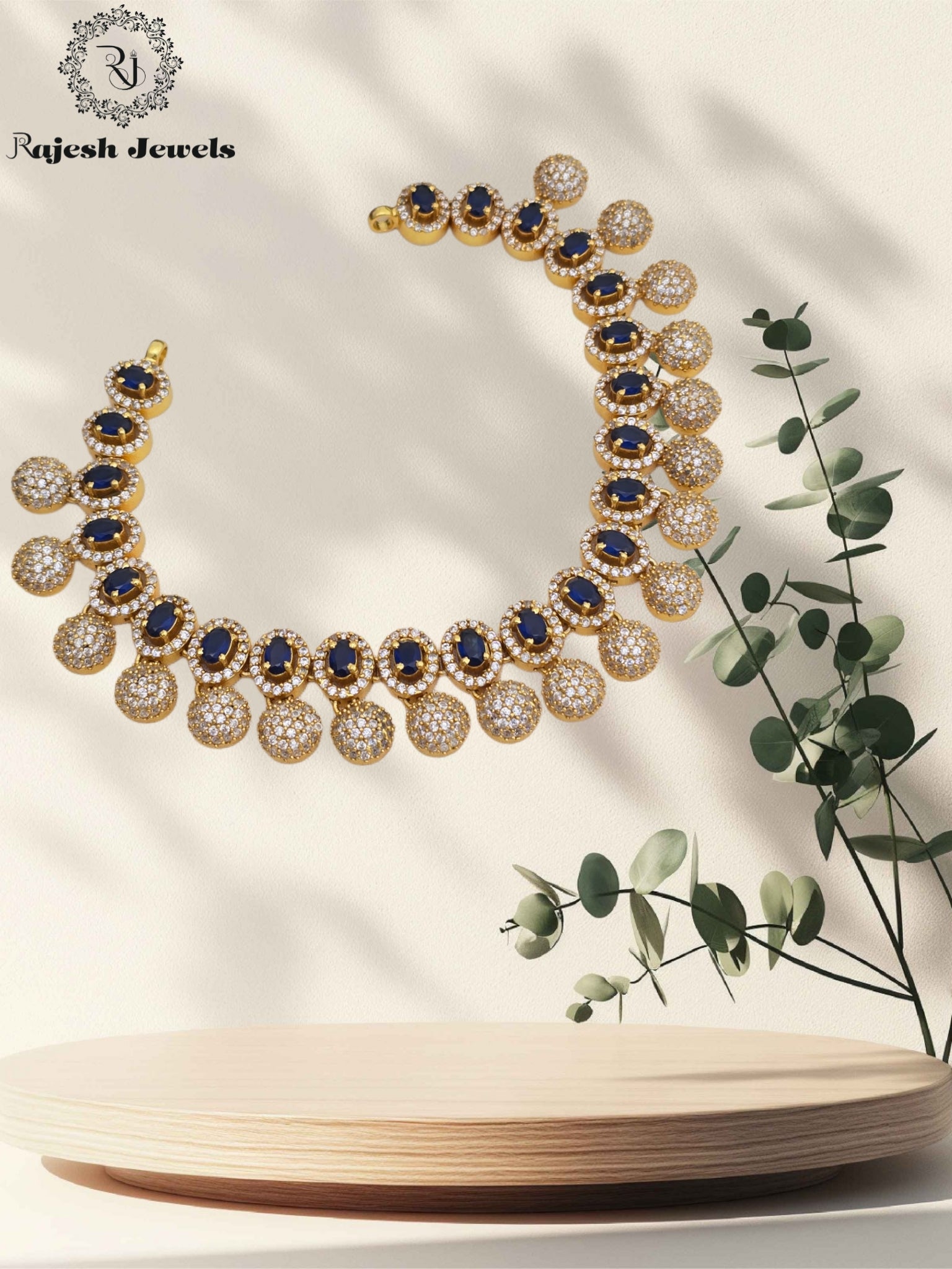 Luxurious Cz Silver Gold Polished Necklace