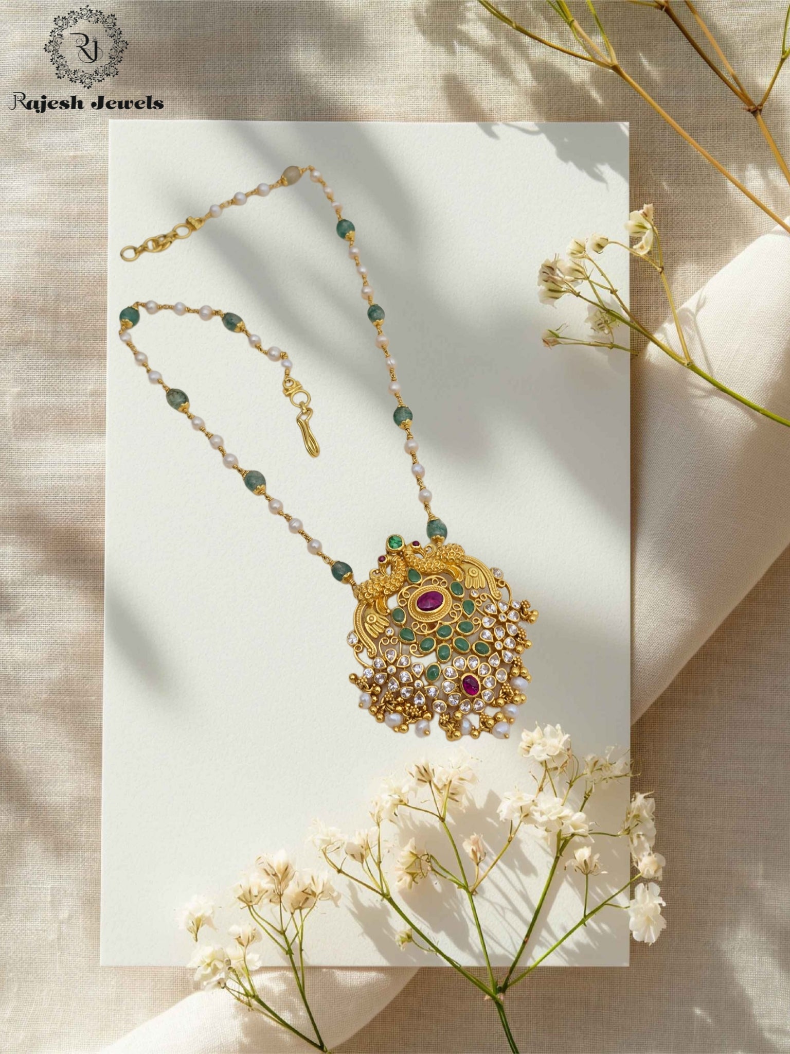Graceful Peacock Silver Gold Plated Necklace