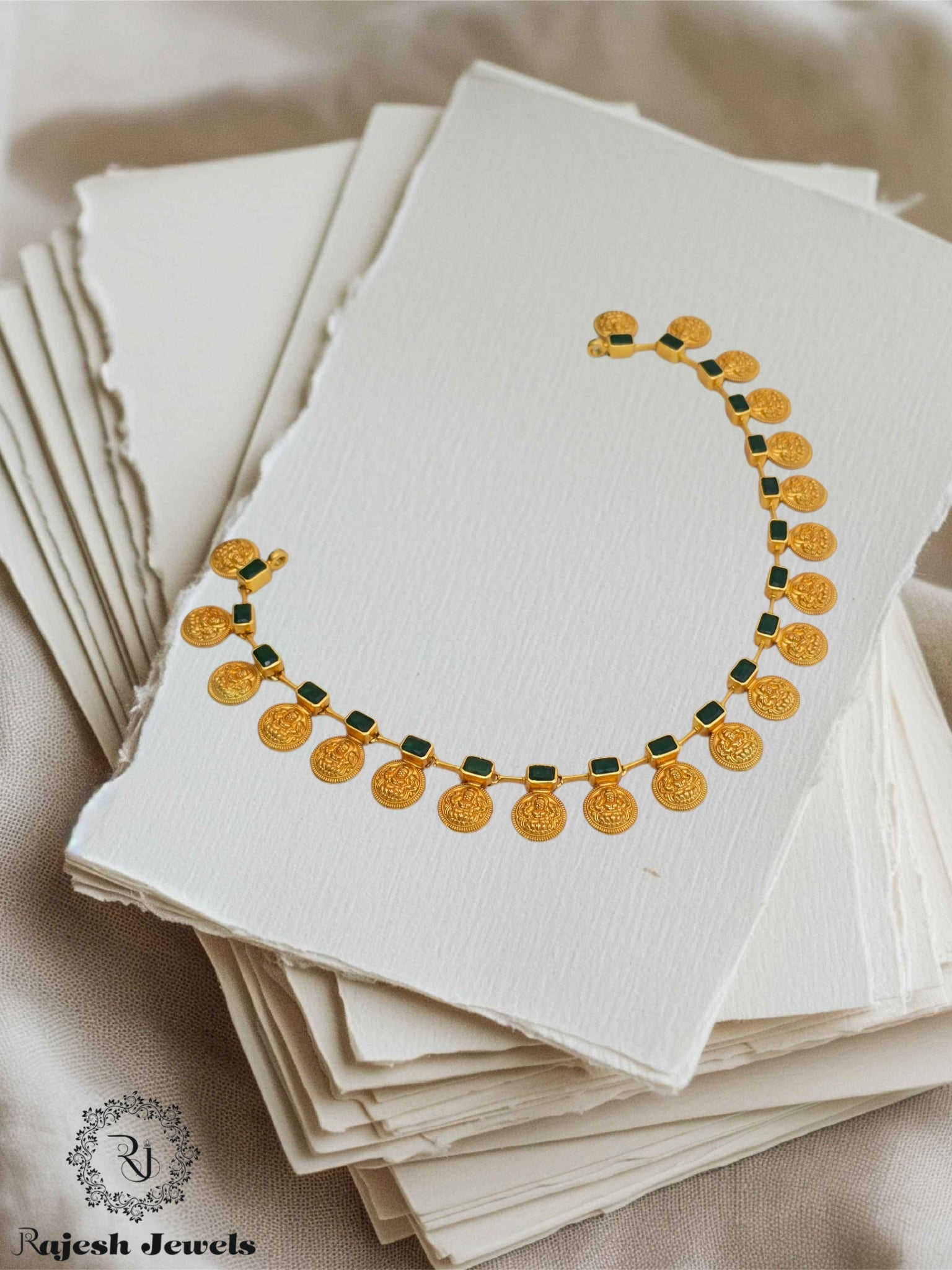 Lakshmi Kasu Design Silver Gold Polished Necklace