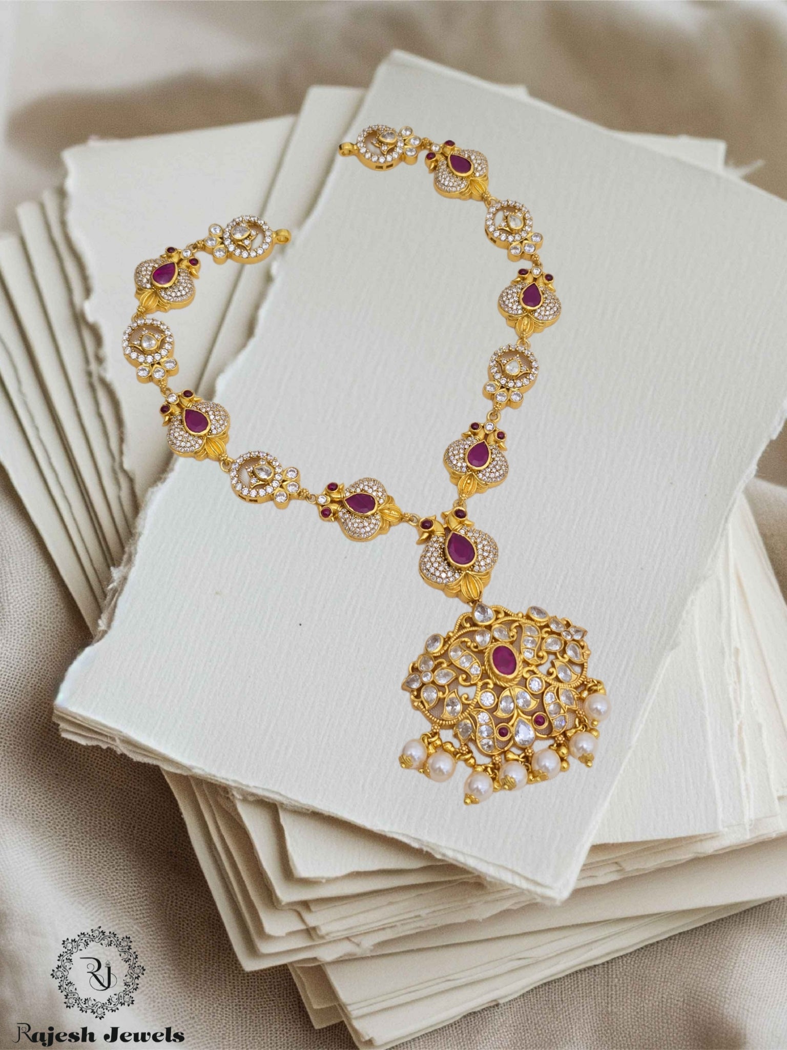 Shimmering Cz Silver Gold Plated Necklace