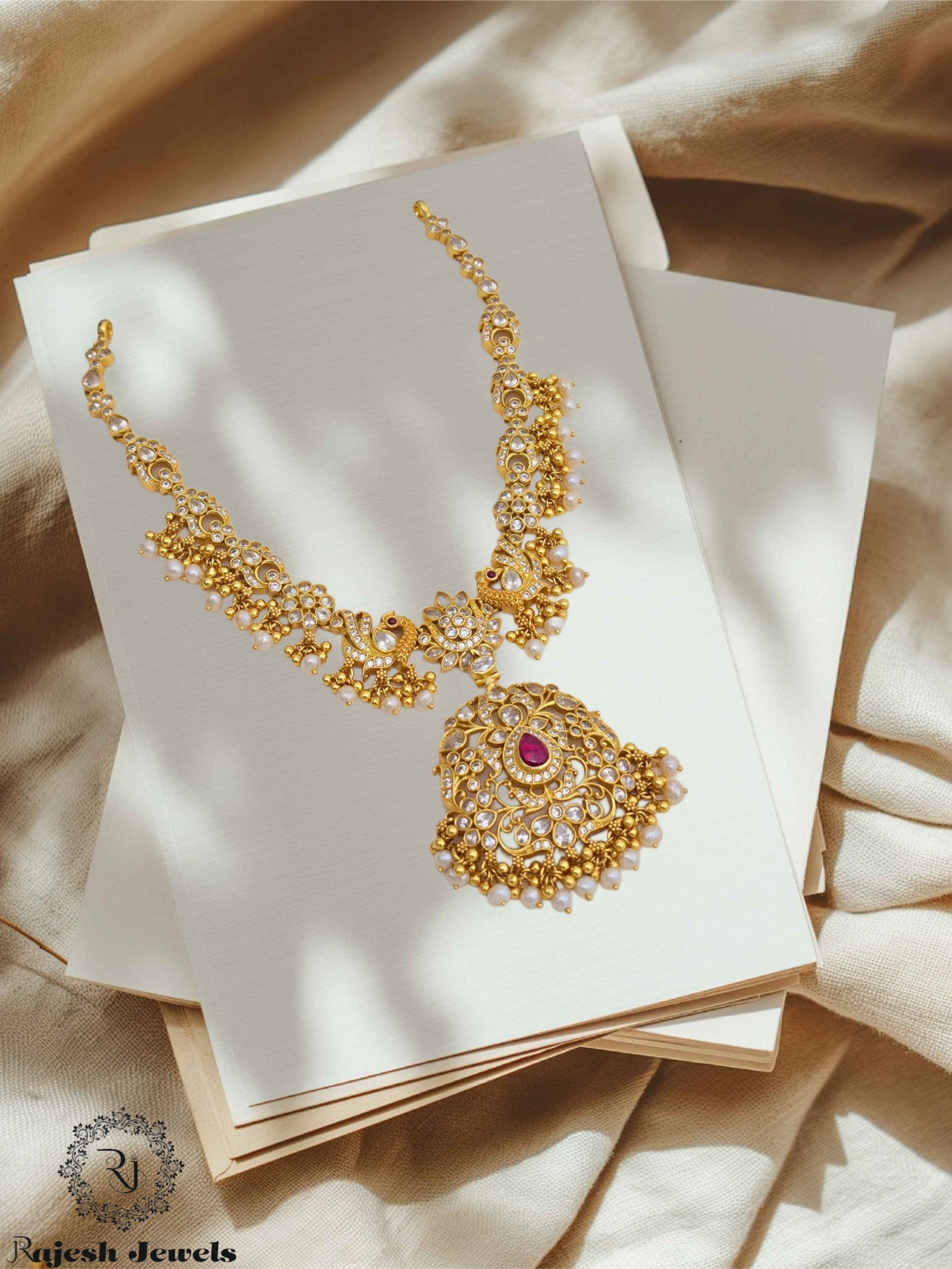 Mind Blowing Cz Silver Gold Plated Necklace