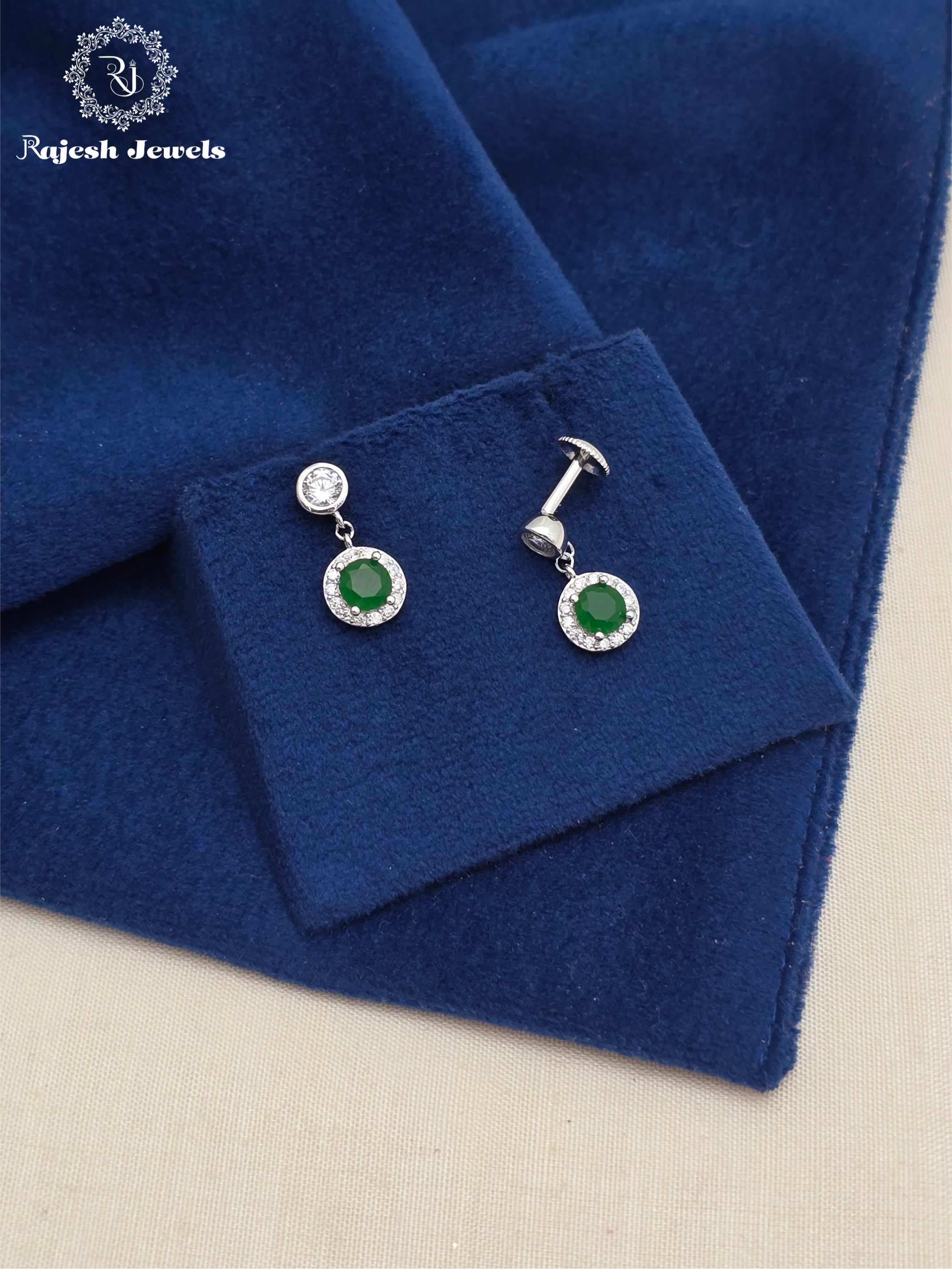 Green Round Minimalistic Hanging Earrings