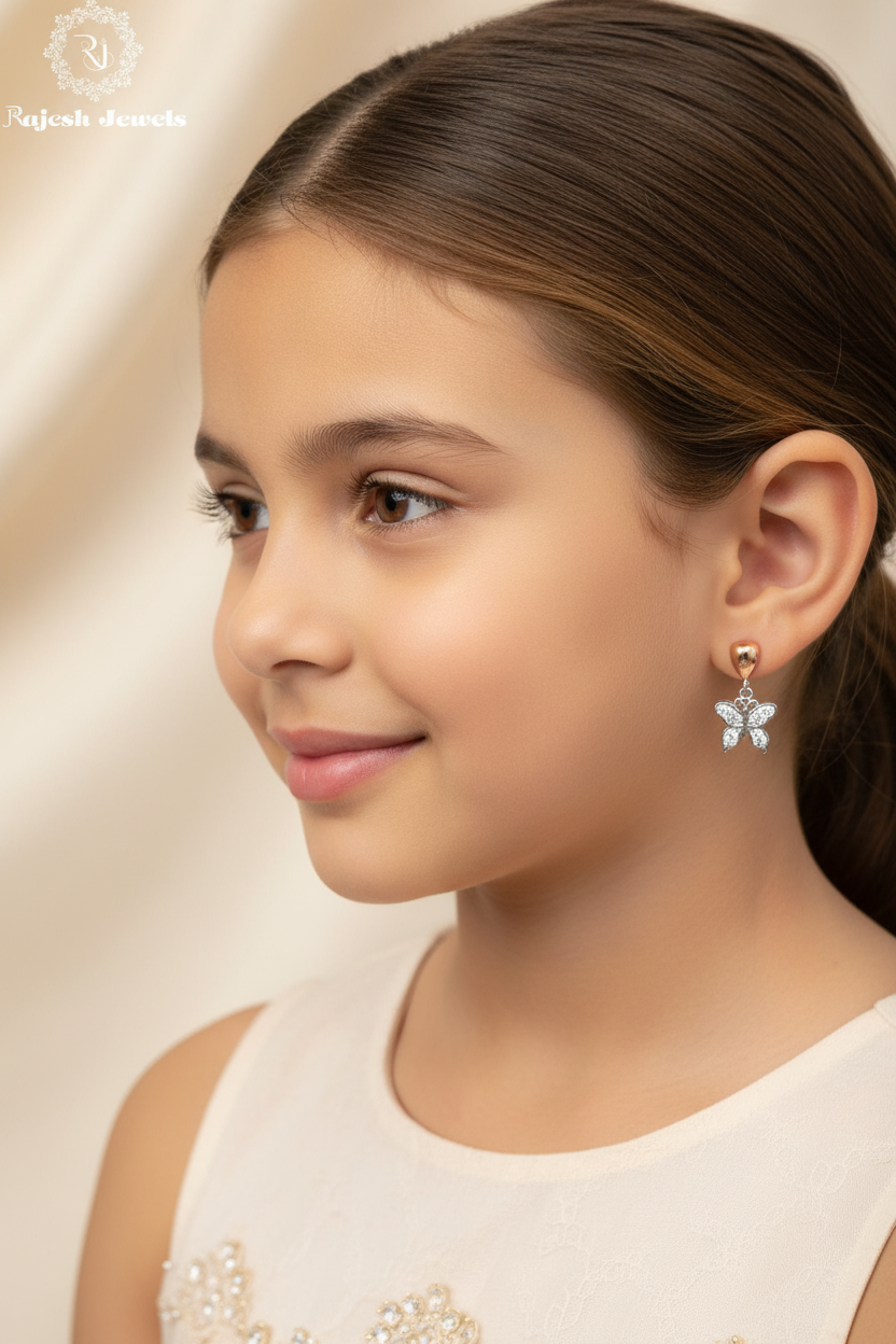 Dual Finish Butterfly Minimalistic Hanging Earrings