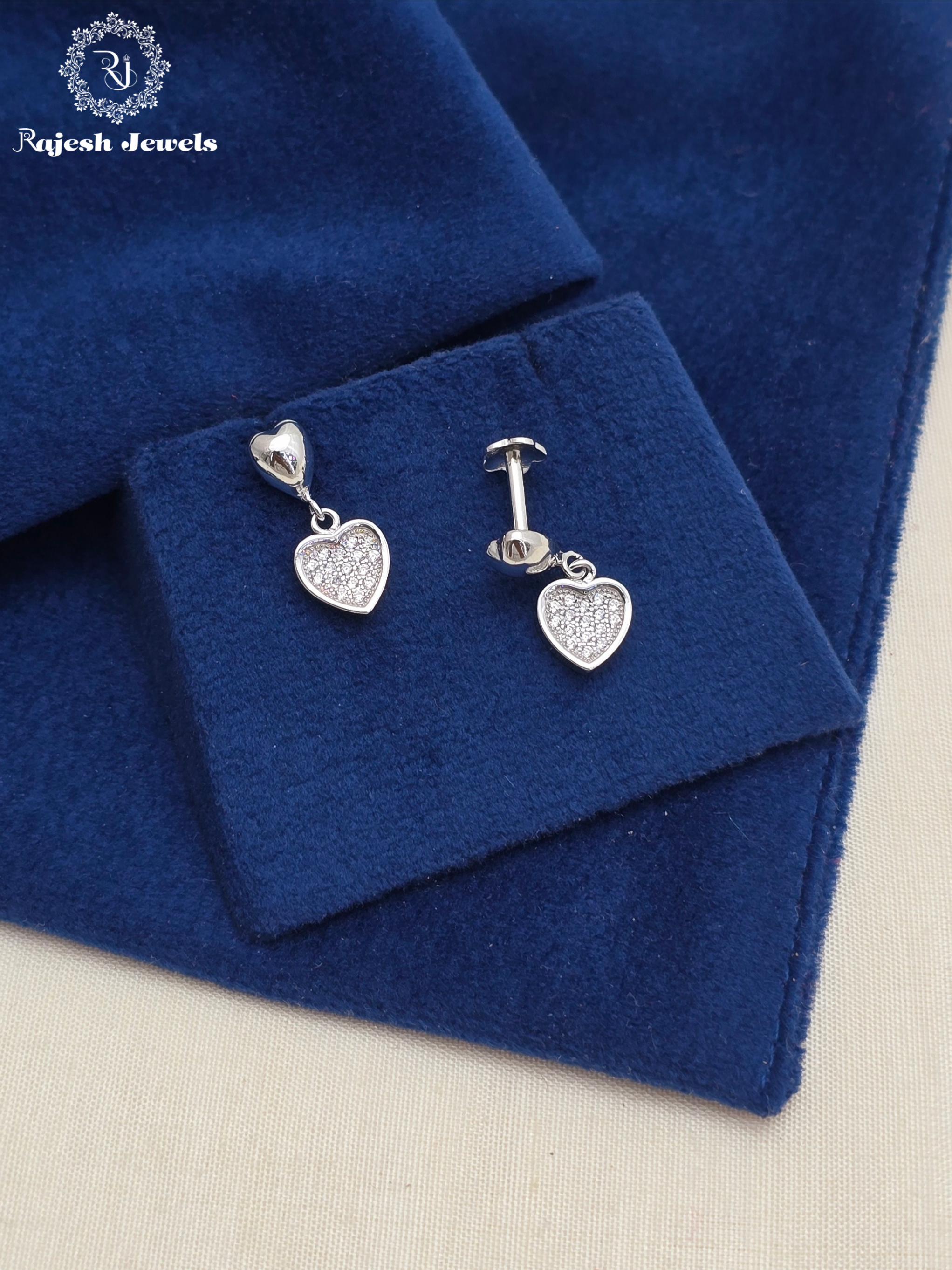 Lovely Heart Rodhium Finish Hanging Earrings