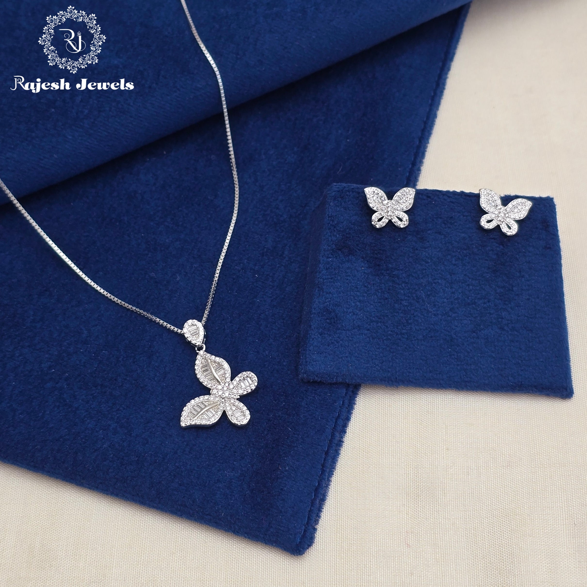 Vibrant Butterfly Rodhium Finish Neckpiece