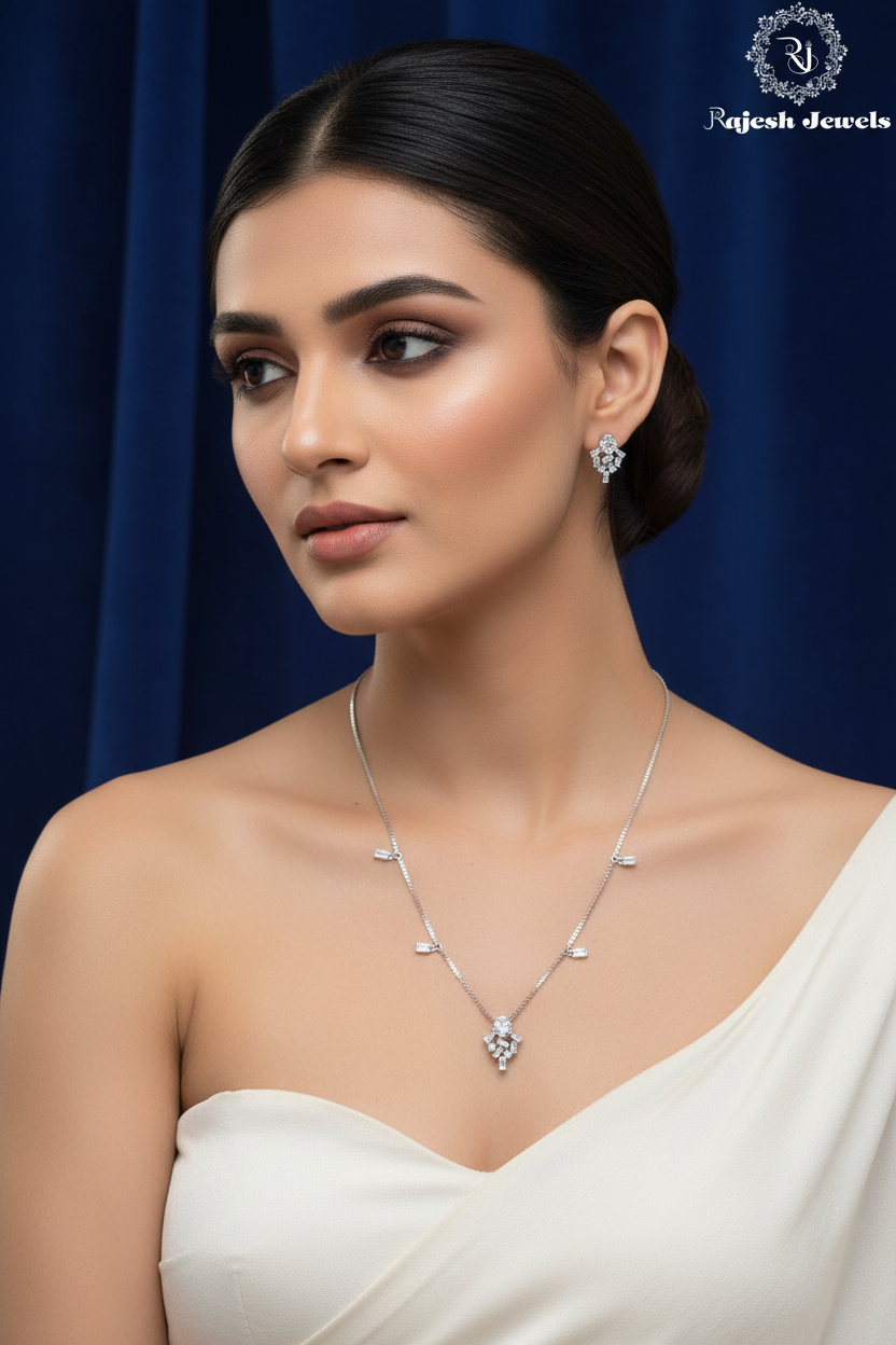 Wondrous Drops Cz Neckpiece With Earrings