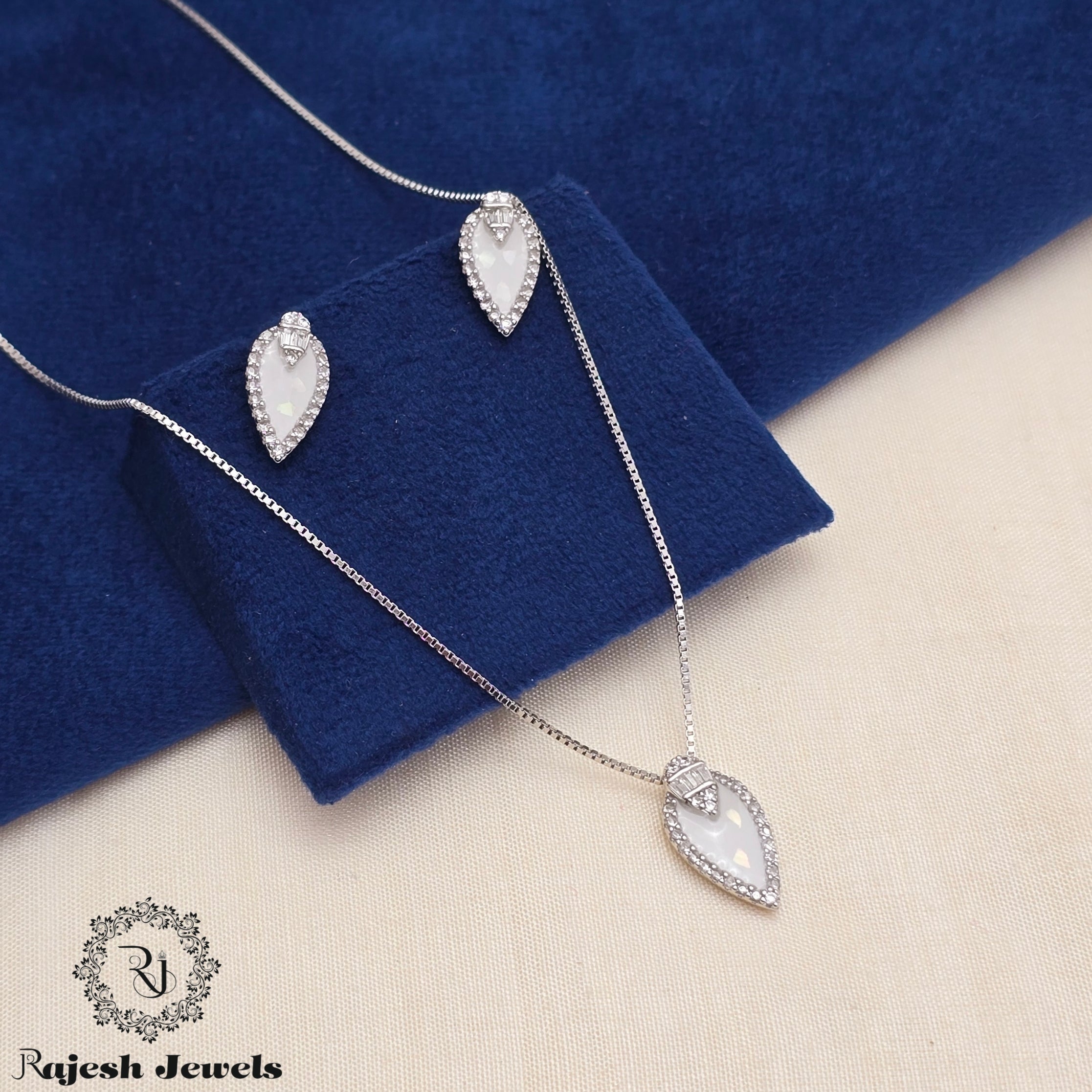 Ravishing Cz Rodhium Finish Neckpiece With Earrings