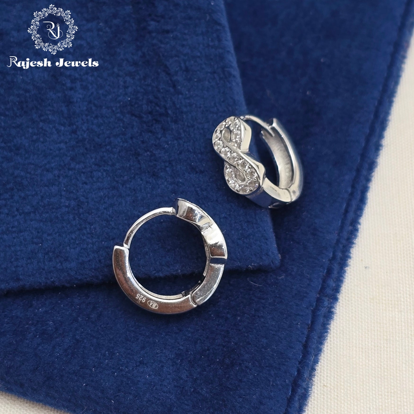 Infinity Cz Rodhium Finish Bali Earrings