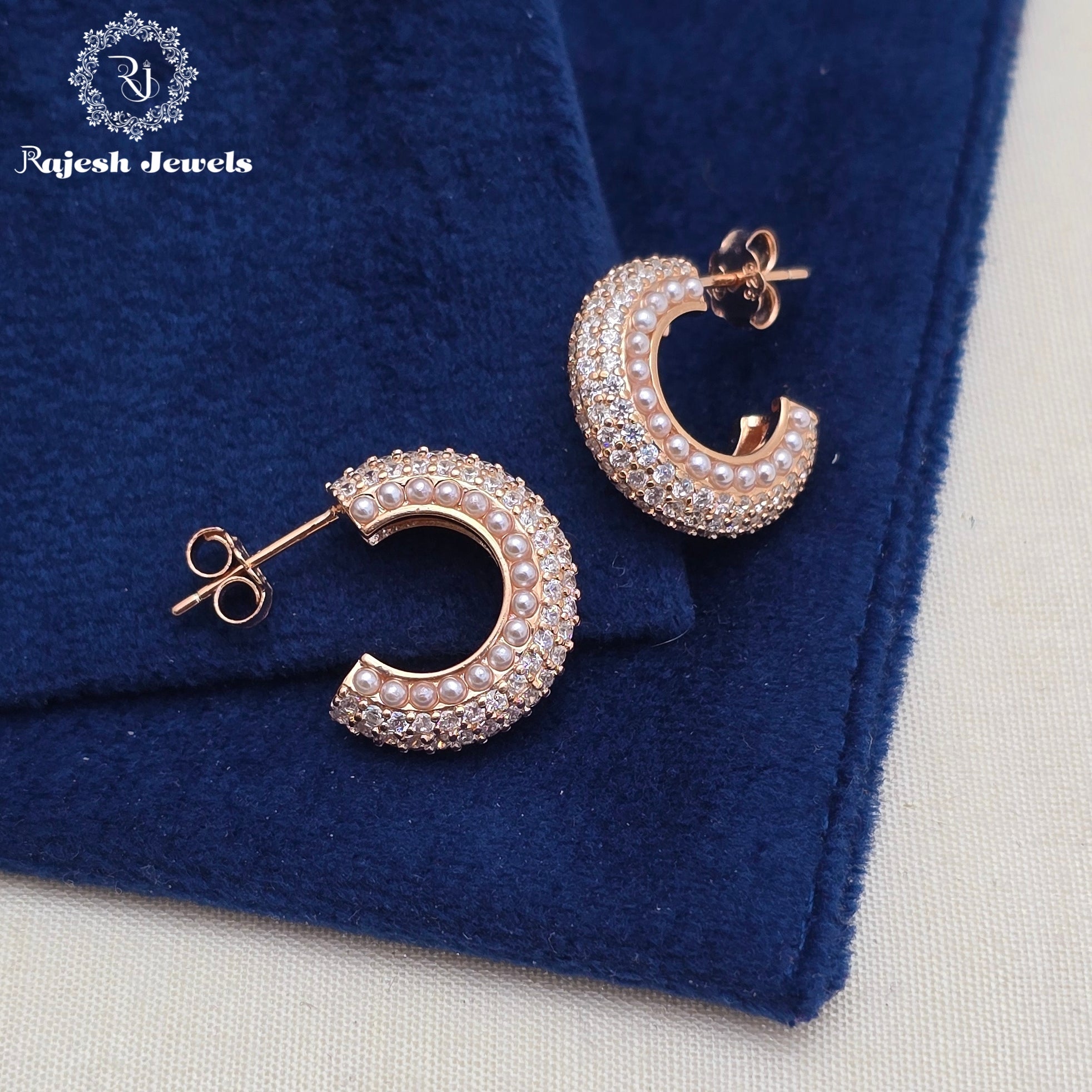 Stunning Rosegold Finish Half Bali Earrings