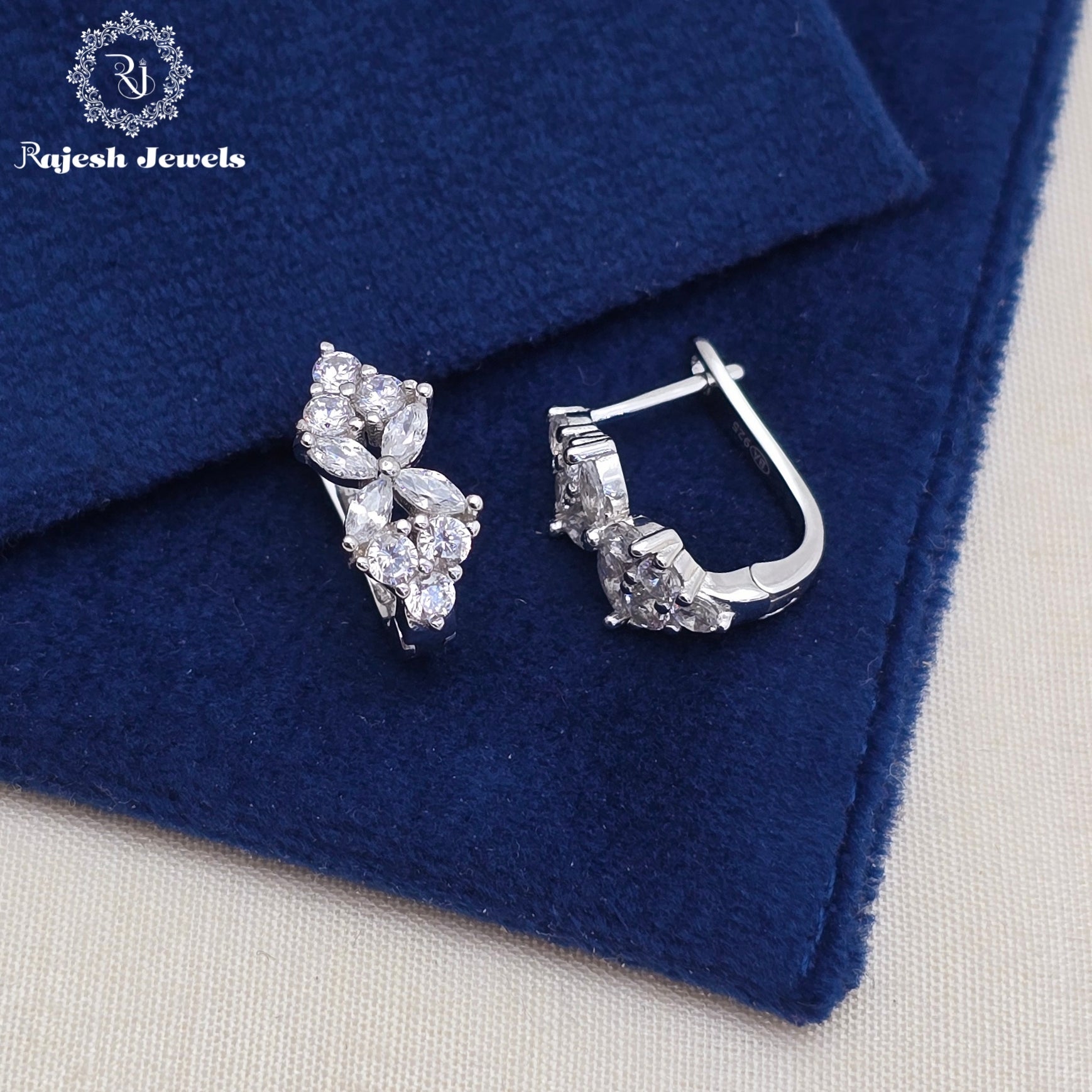 Fashionable Cz Silver Bali Earrings