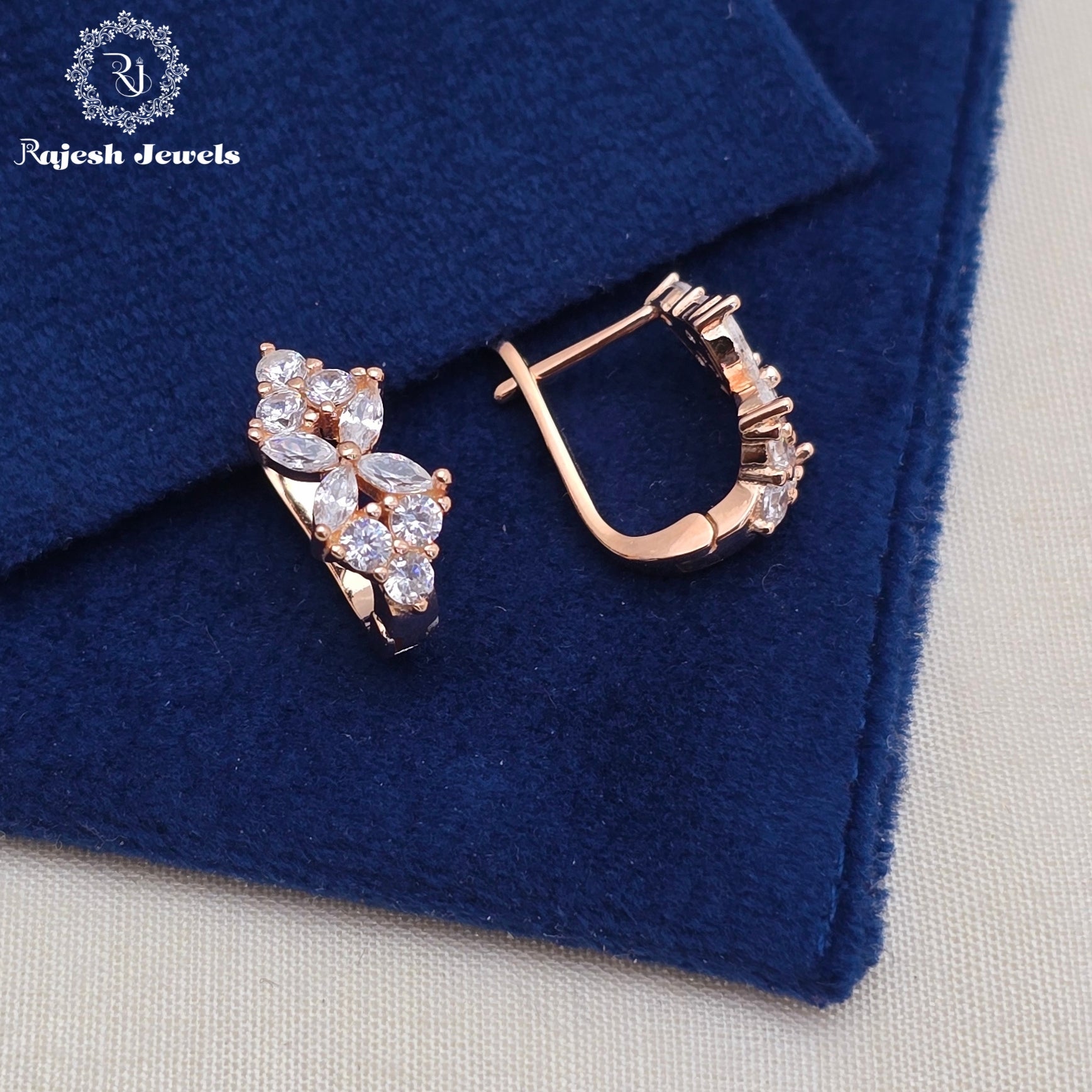 Alluring Cz Rosegold Finish Bali Earrings
