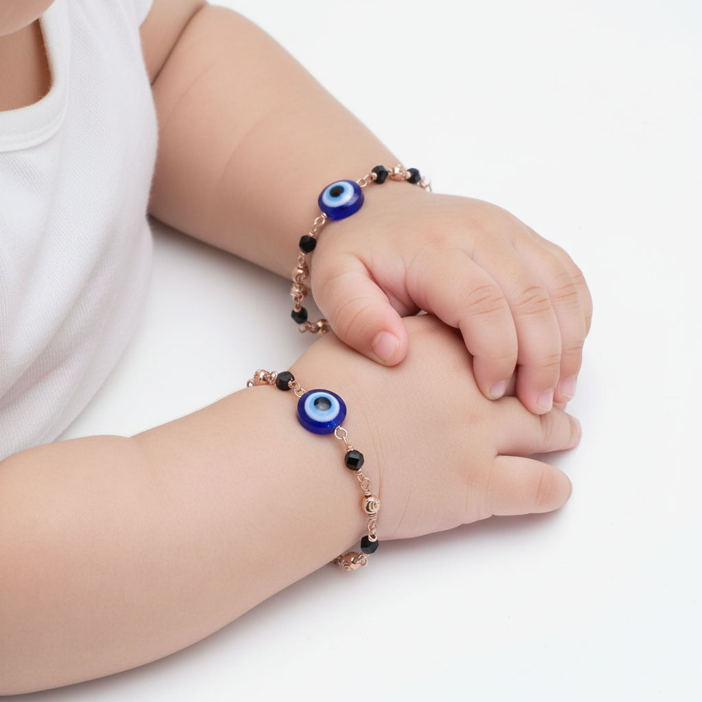 Delightful Rosegold Evil-eye Nazariya Baby Bracelet