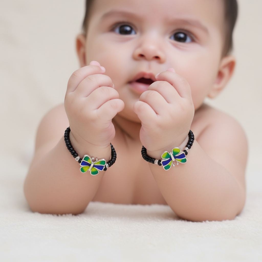 Aesthetic Butterfly Blackbead Baby Bracelet