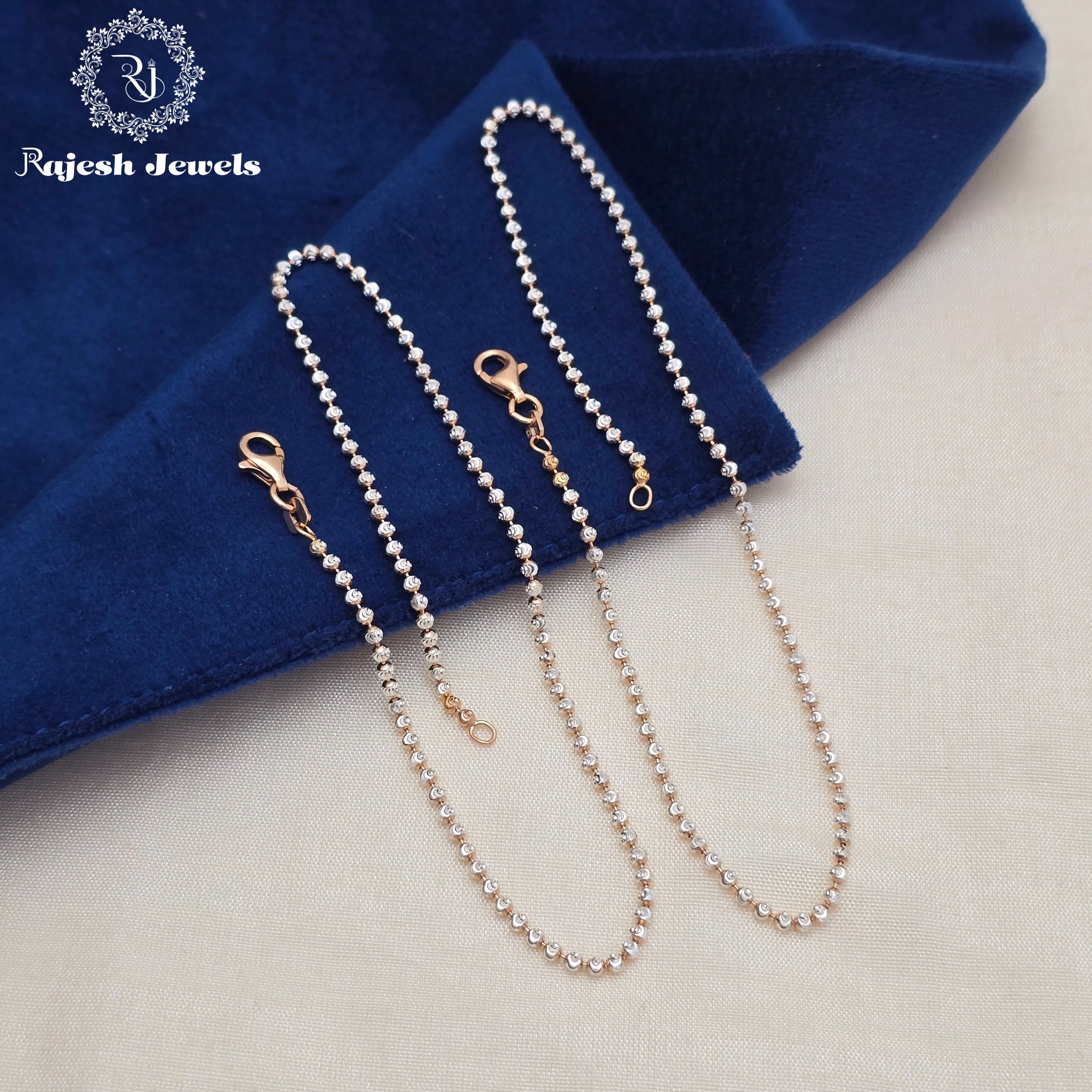 Ravishing Dual Tone Silver Sleek Anklets