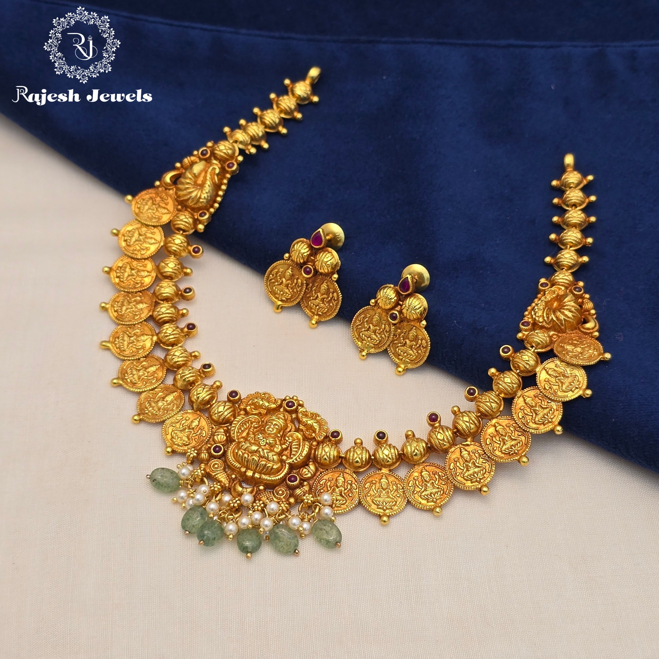 Vibrant Lakshmi Kasu Necklace & Matching Earrings