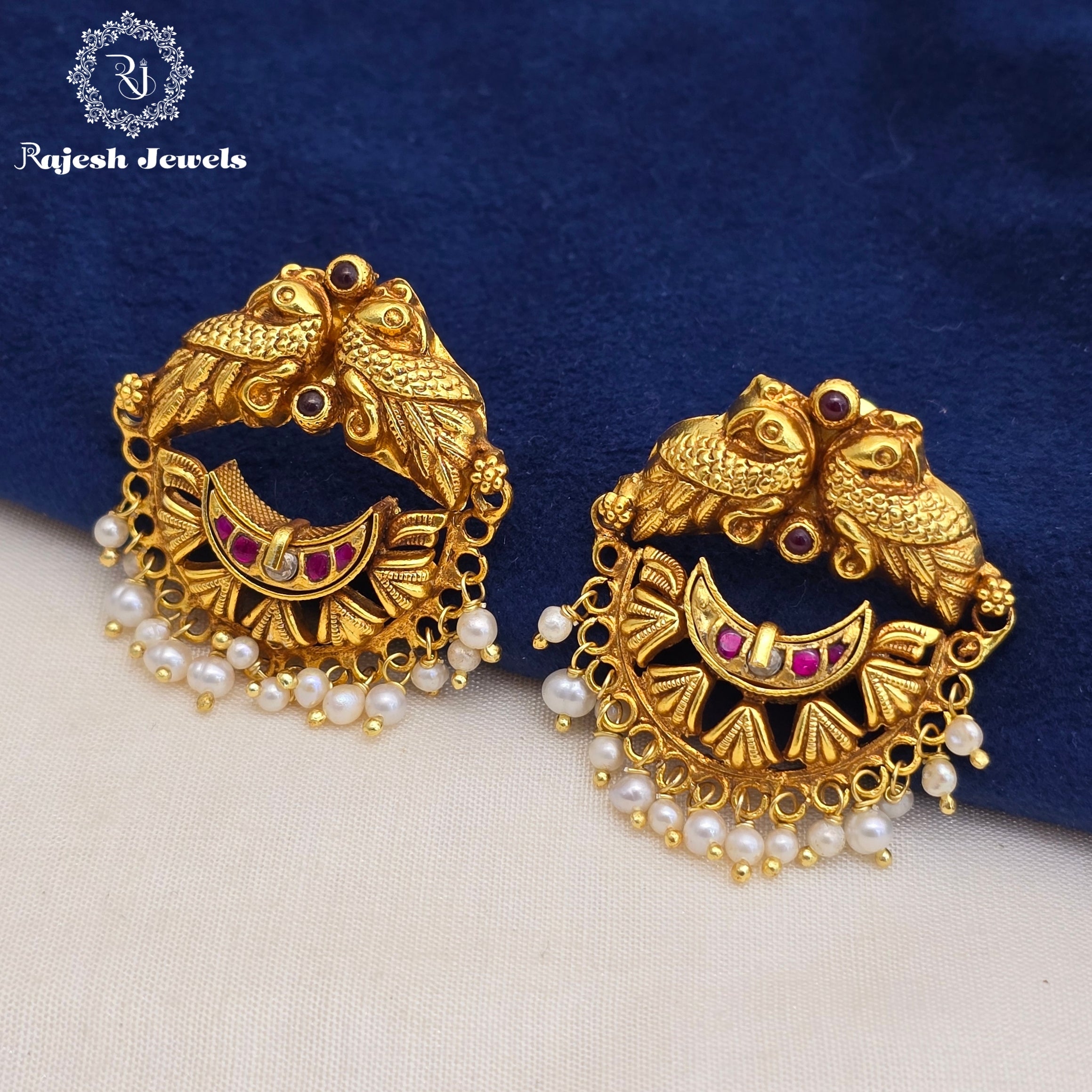 Peacock Chandbali Silver Gold Polished Earrings