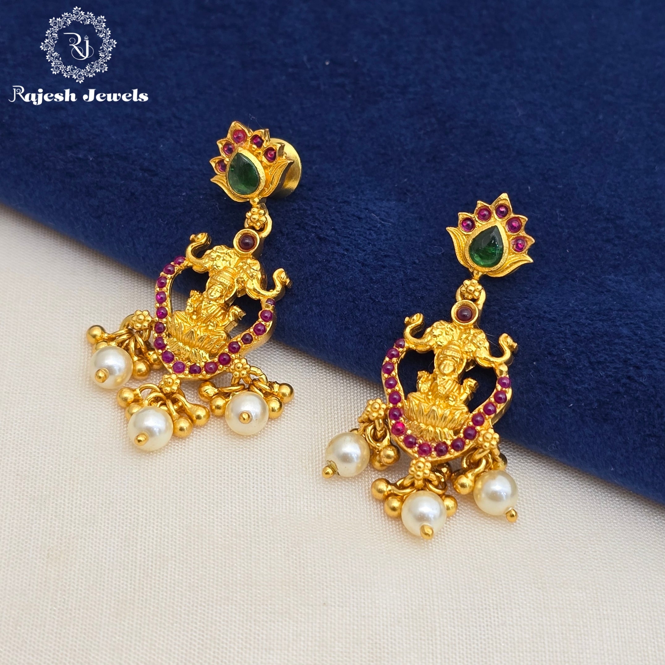 Pleasing Gaja Lakshmi Hanging Earrings