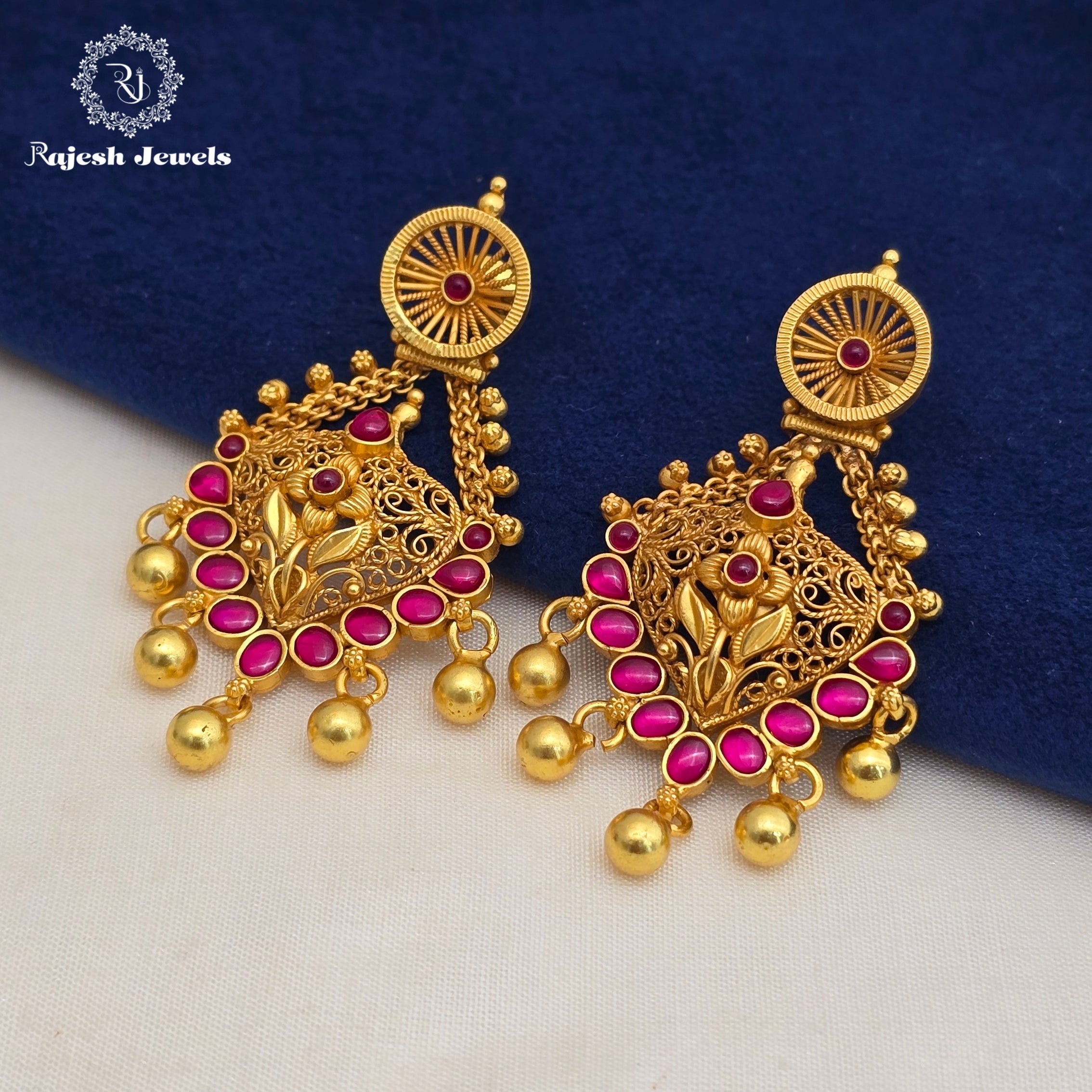 Vibrant Antique Finish Chandbali Earrings