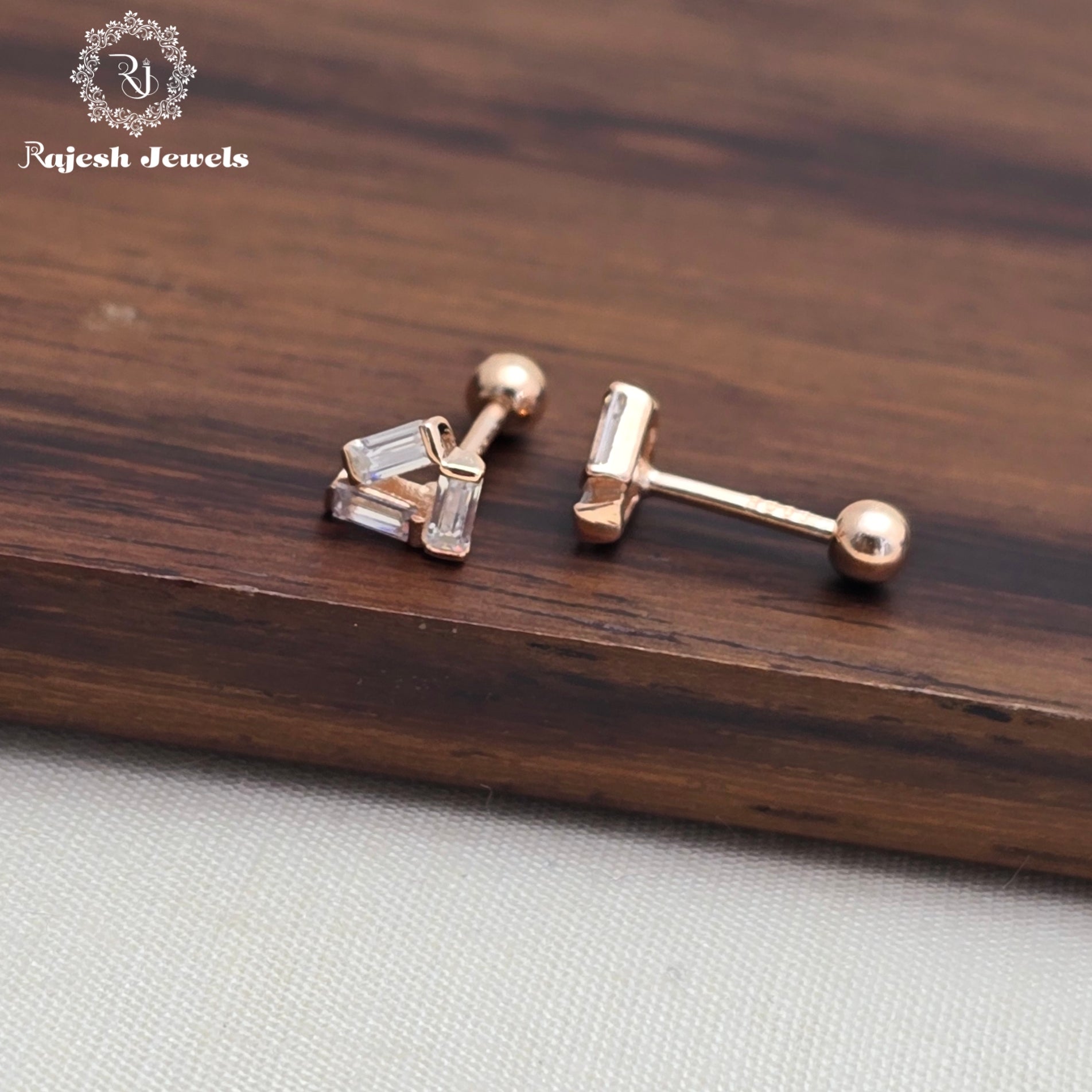 Ravishing Cz Rosegold Second Stud Earrings