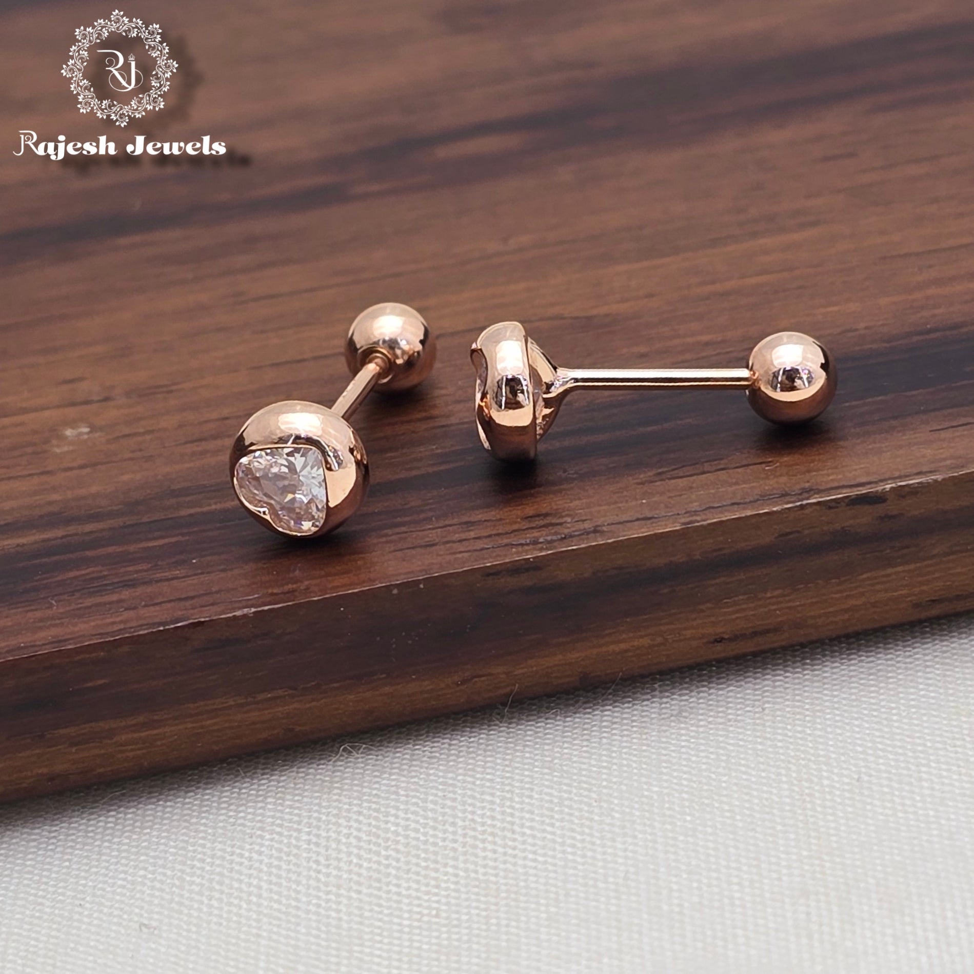 Rosegold Single Stone Second Stud Earrings