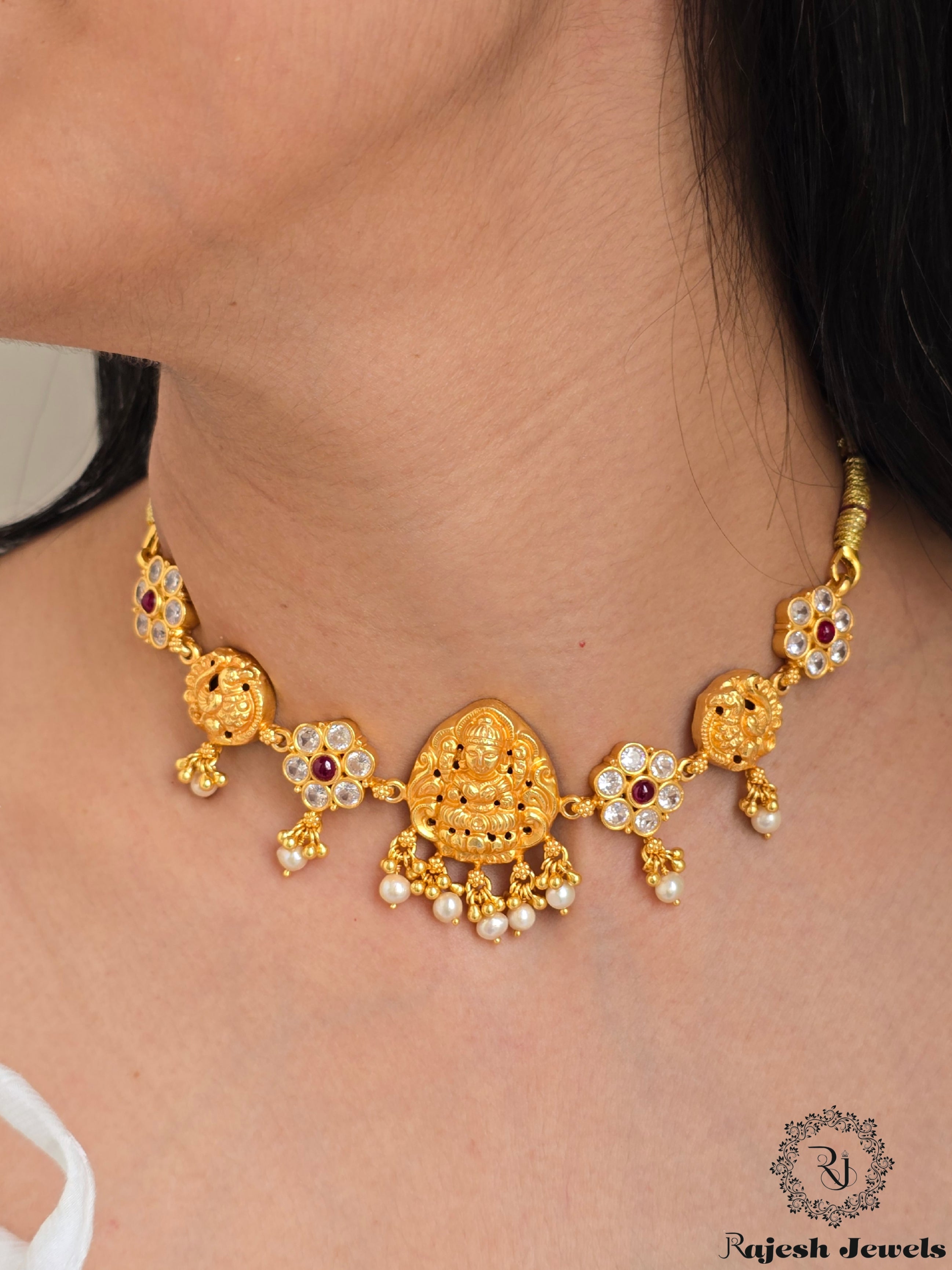 Superb Nakshi Silver Gold Polished Choker