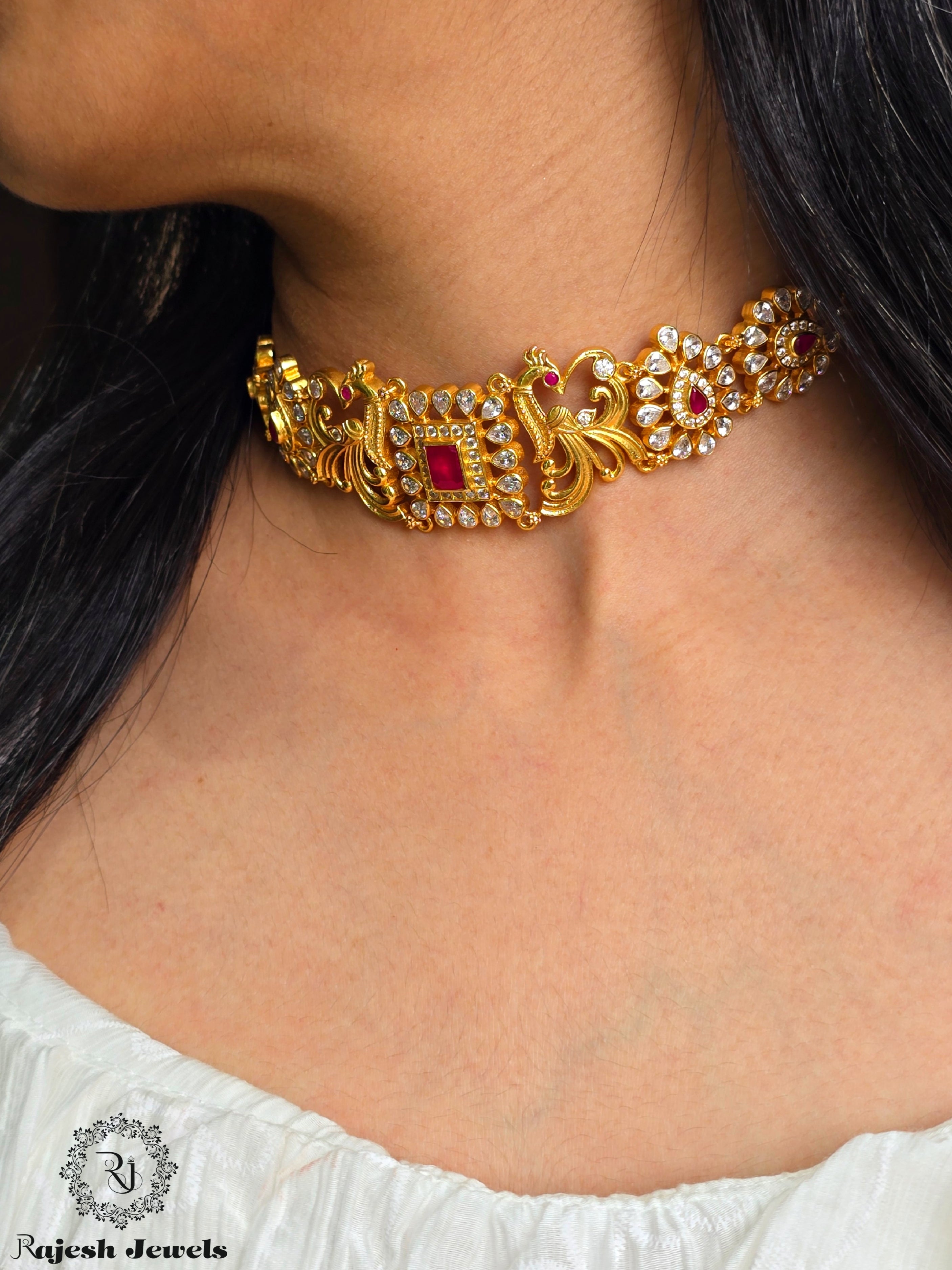 Wondering Silver Gold Polished Choker