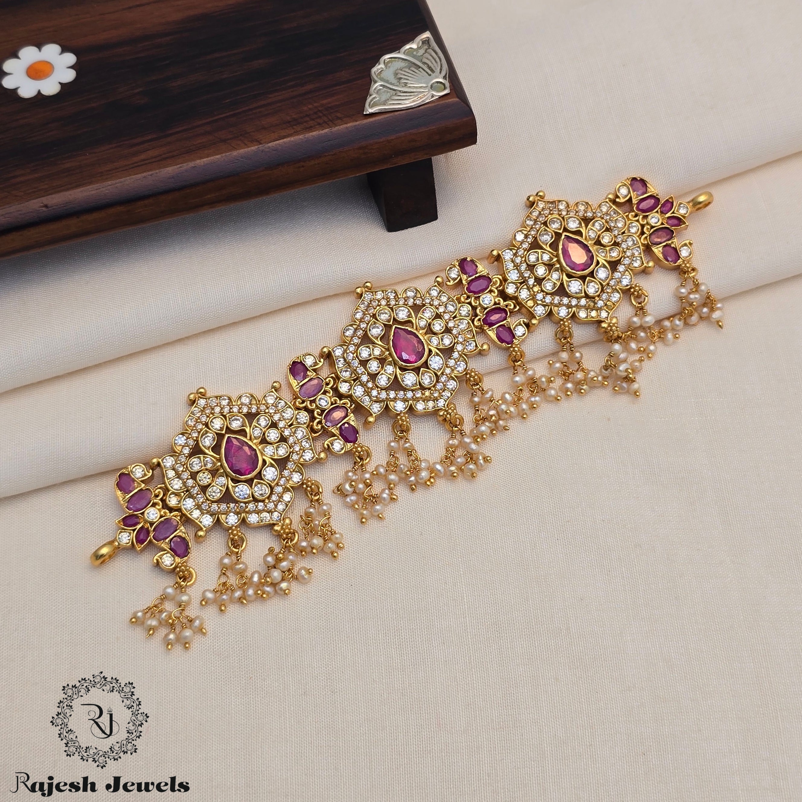 Appealing Cz Silver Gold Polished Choker