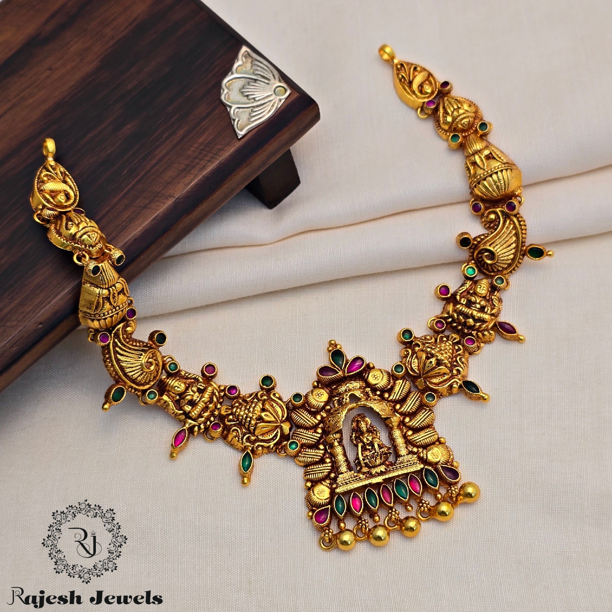 Gopuram Design Antique Finish Necklace