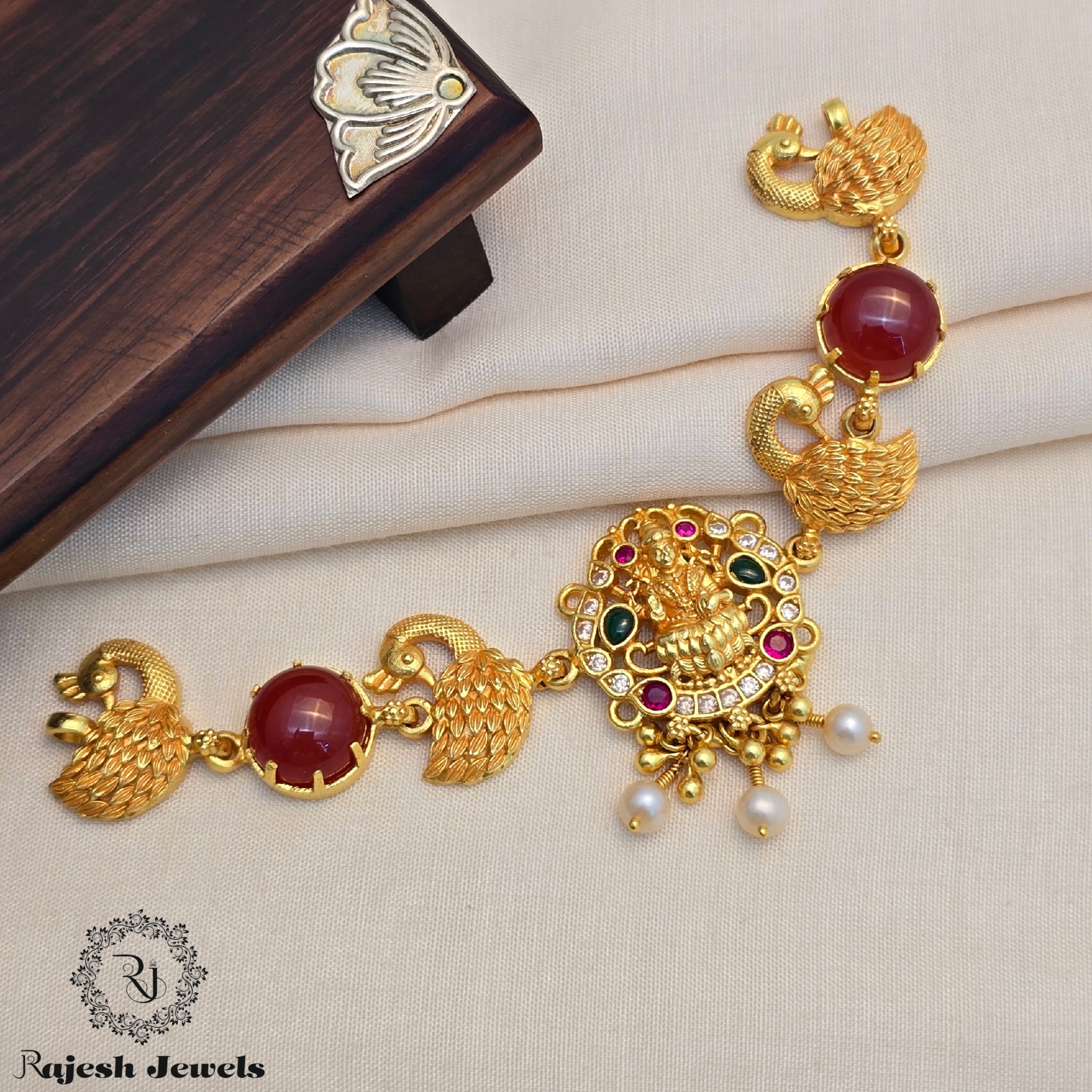 Lakshmi Peacock Silver Gold Polished Choker