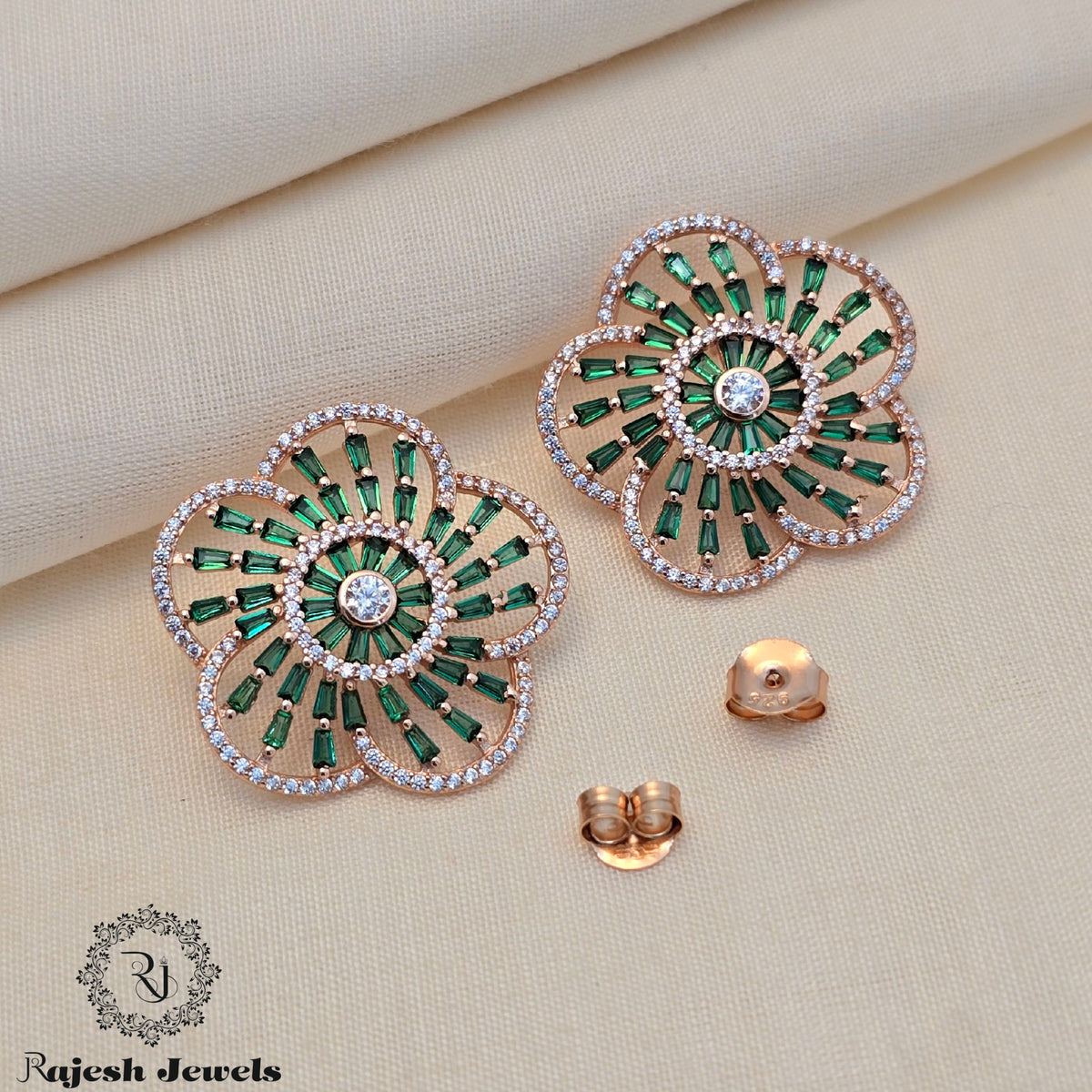 Begalling Beguiling Cz Rosegold Push Back Earrings – Rajesh Jewels