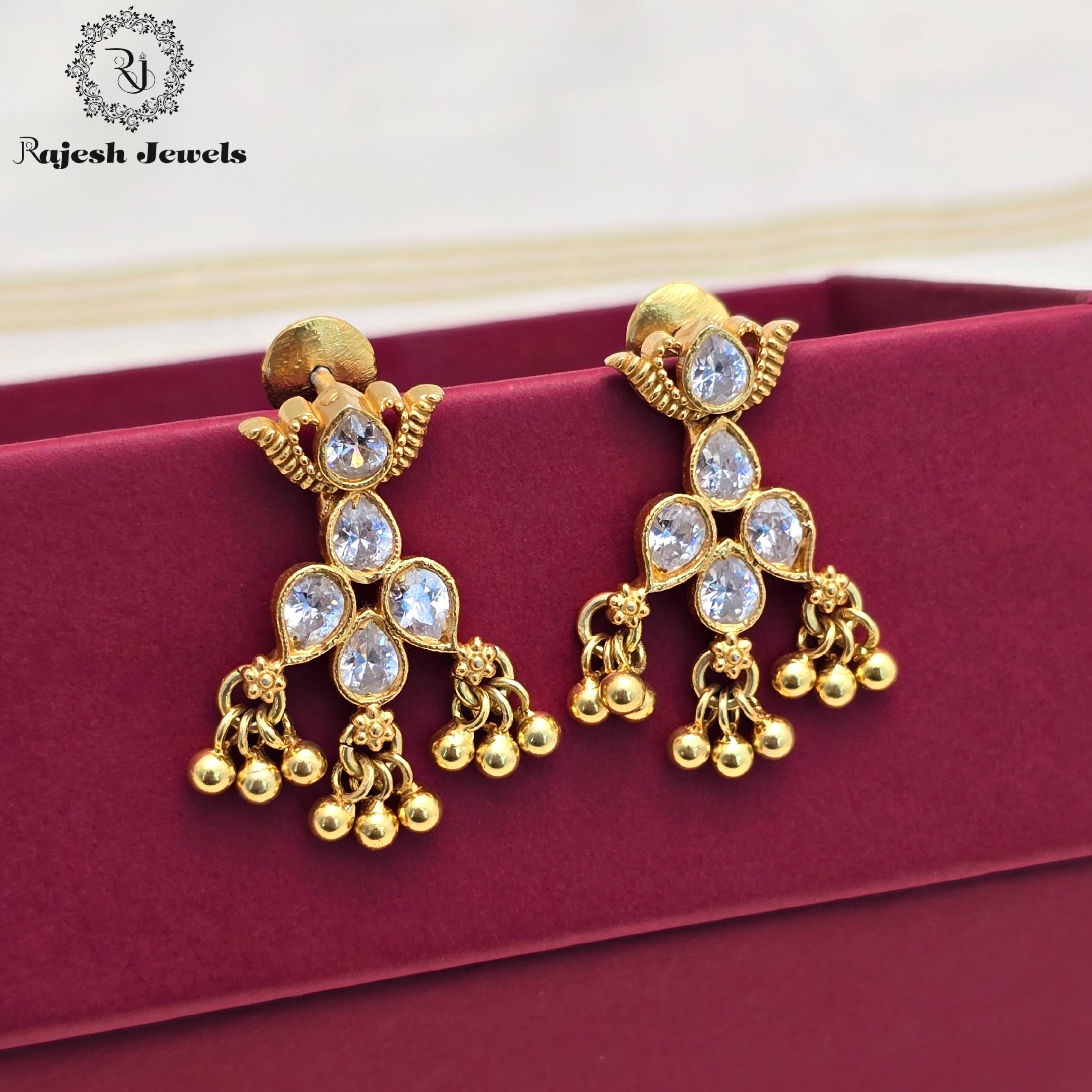 Delightful Cz Silver Gold Polished Earrings
