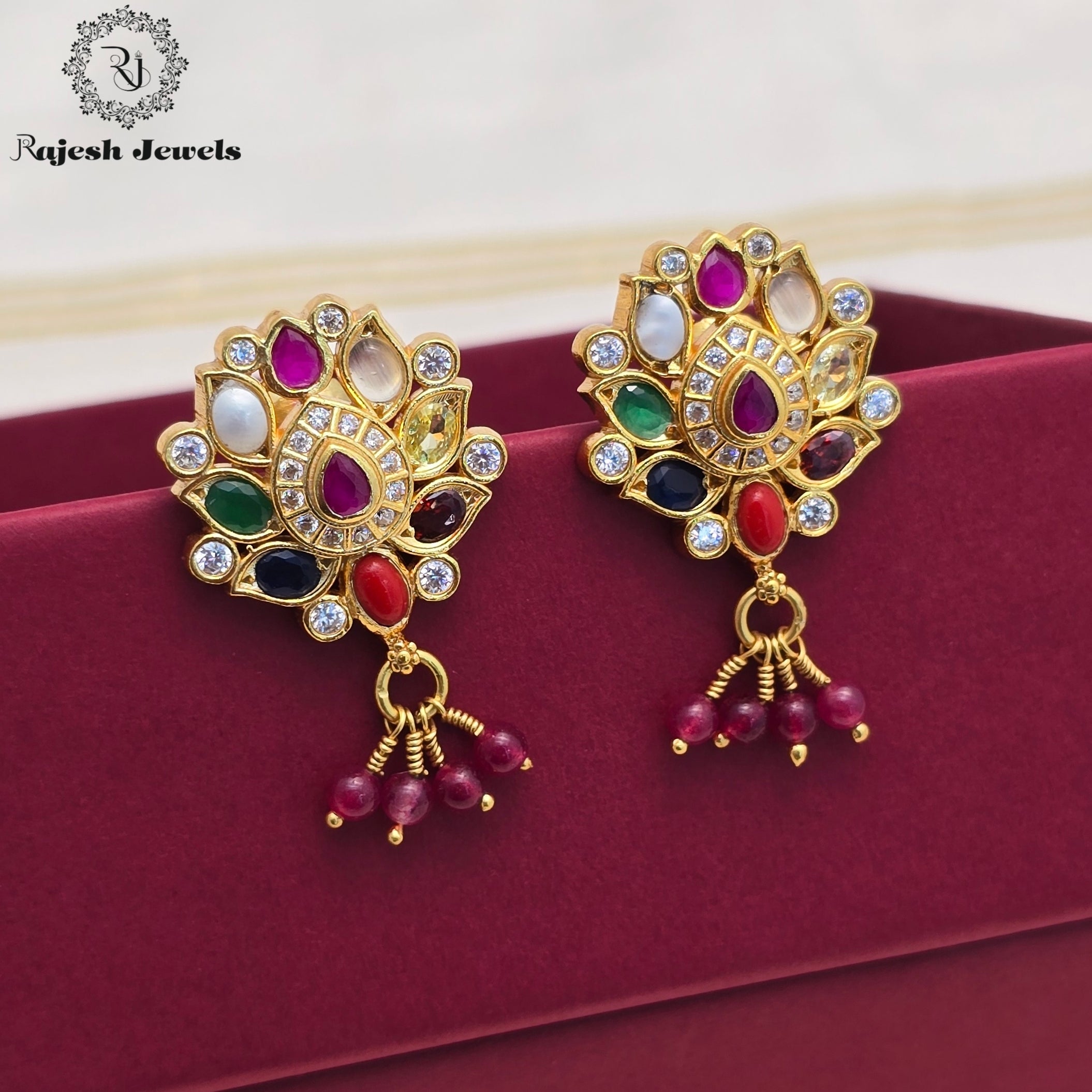 Magnificent Navarathna Stud Earrings