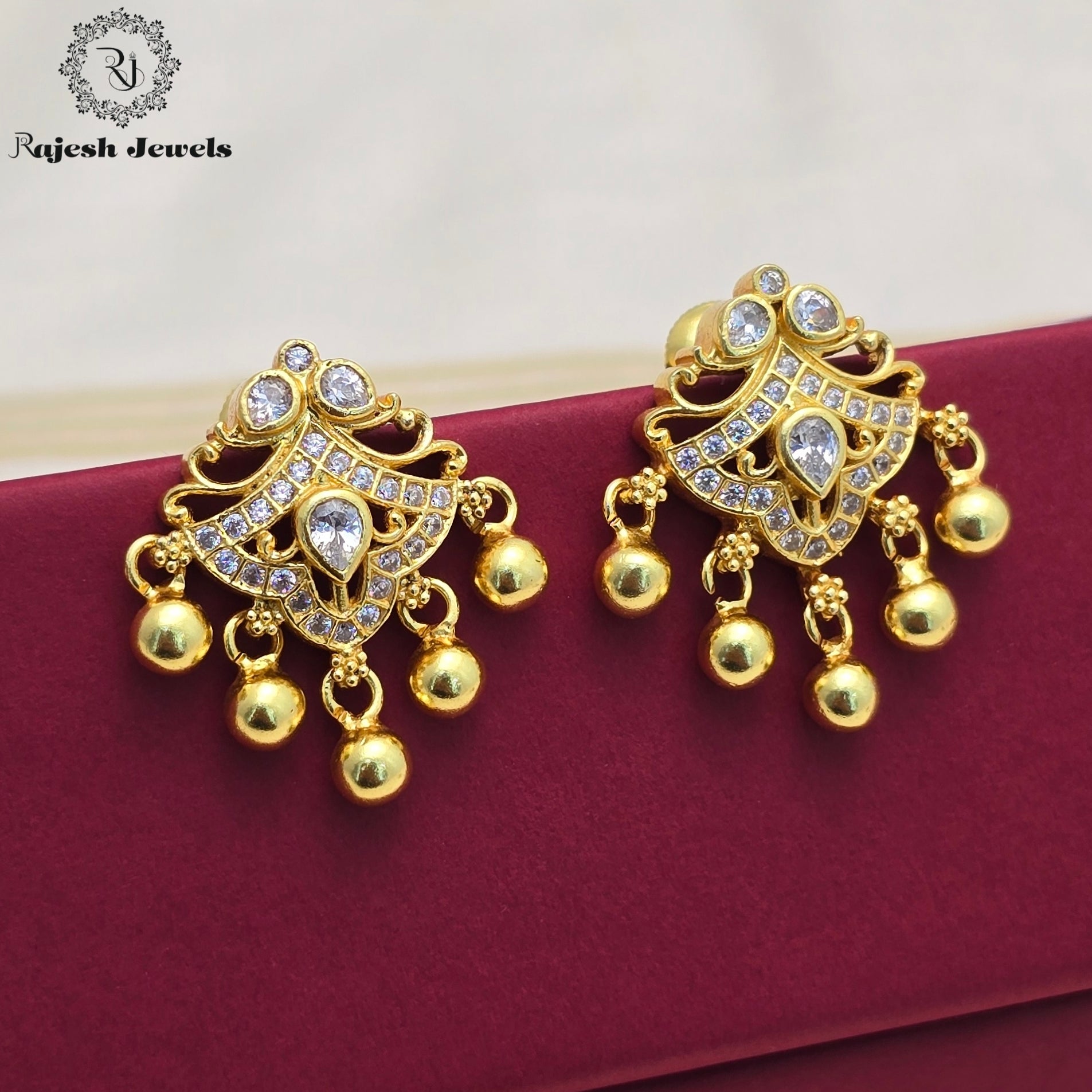 Charming Cz Silver Gold Polished Earrings