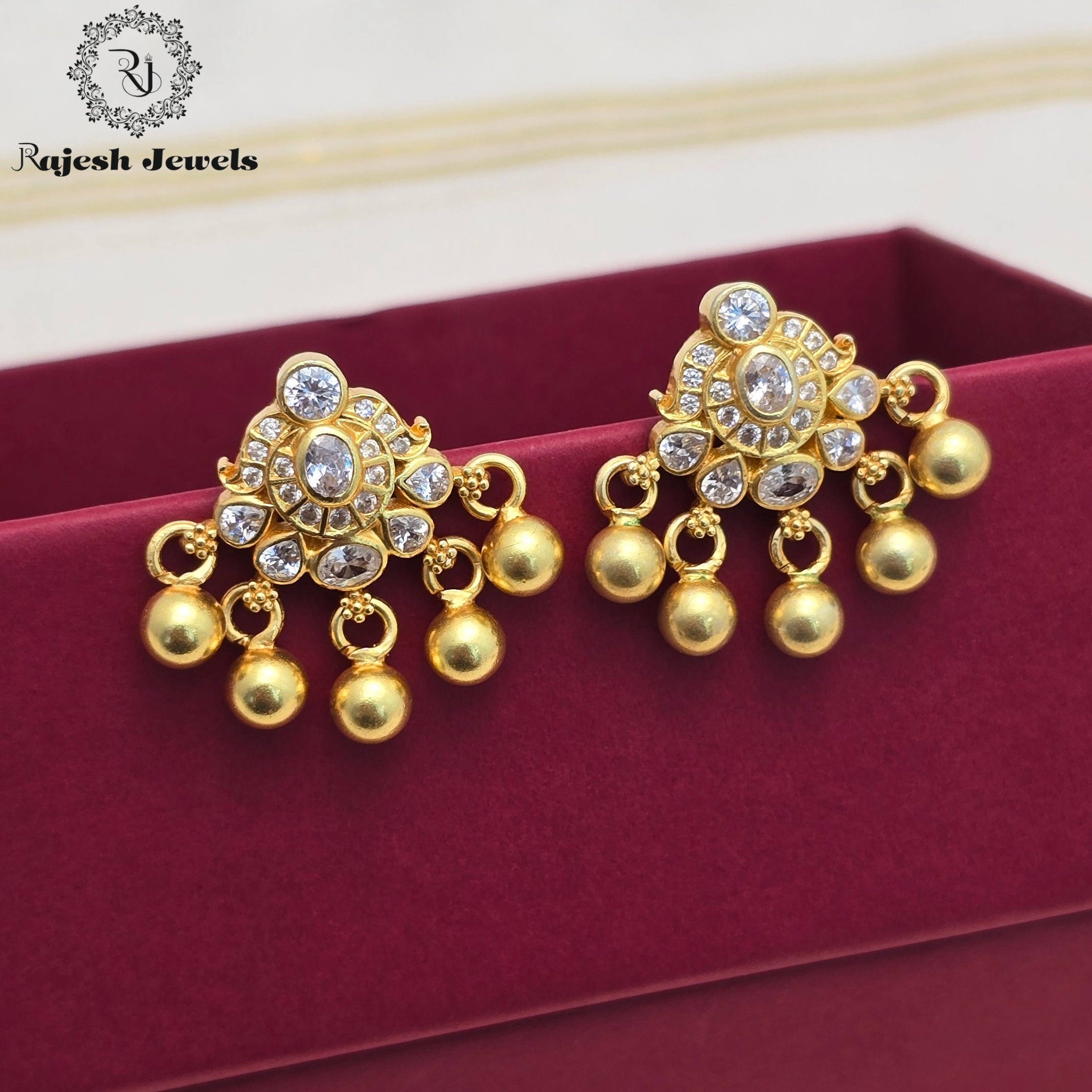 Artistic Cz Silver Gold Plated  Earrings