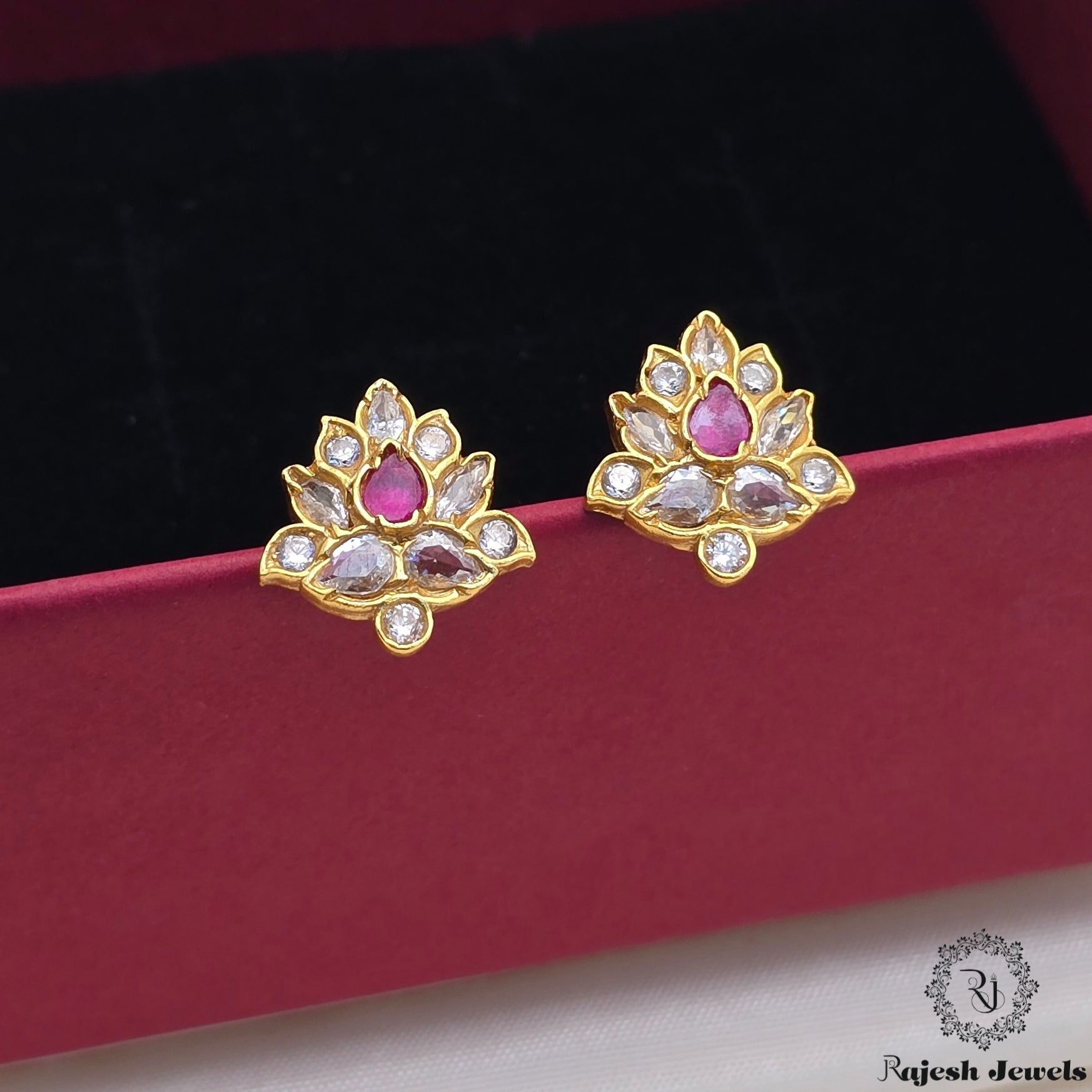 Pleasing Floral Cz Stud Earrings