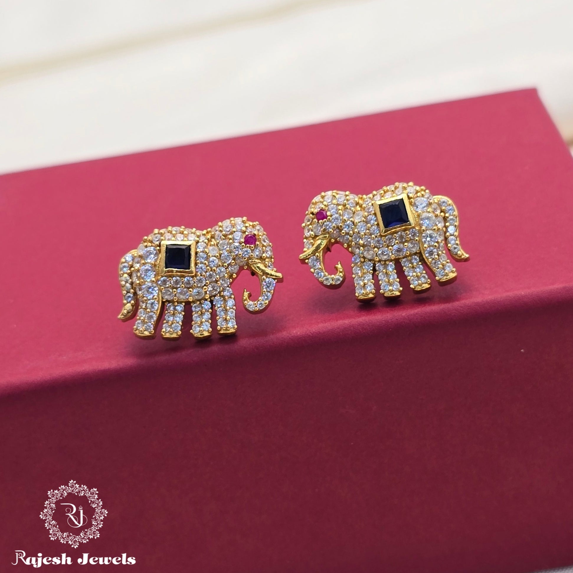 Dazzling Cz Elephant Earrings