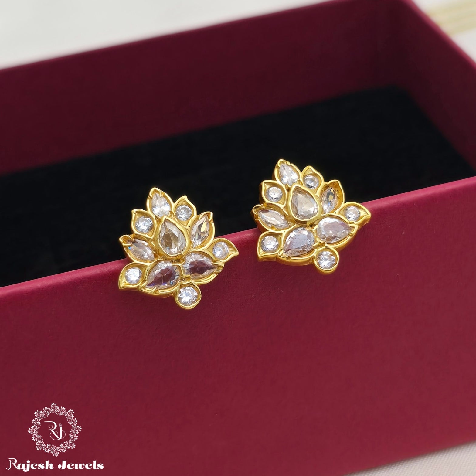 Sparkling Cz Gold Plated Earrings