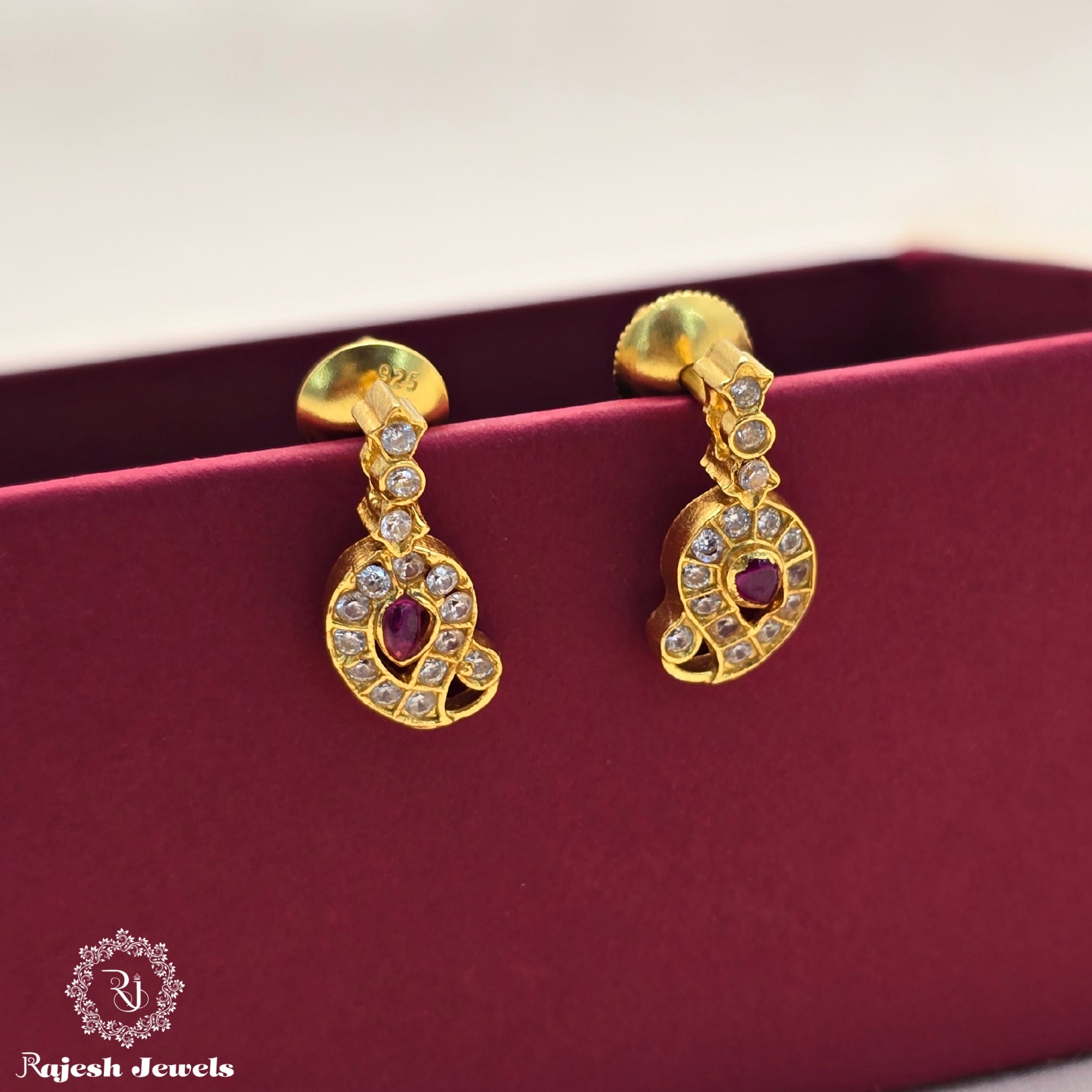 Minimalistic Mango Cz Gold Plated Earrings