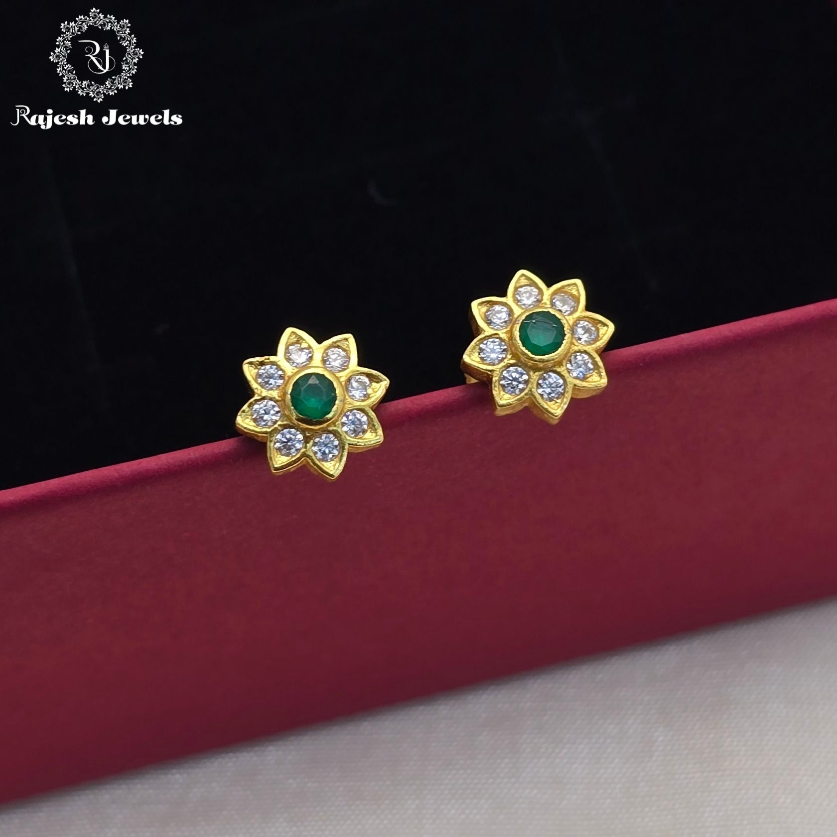 Graceful Green Floral Stud Earrings