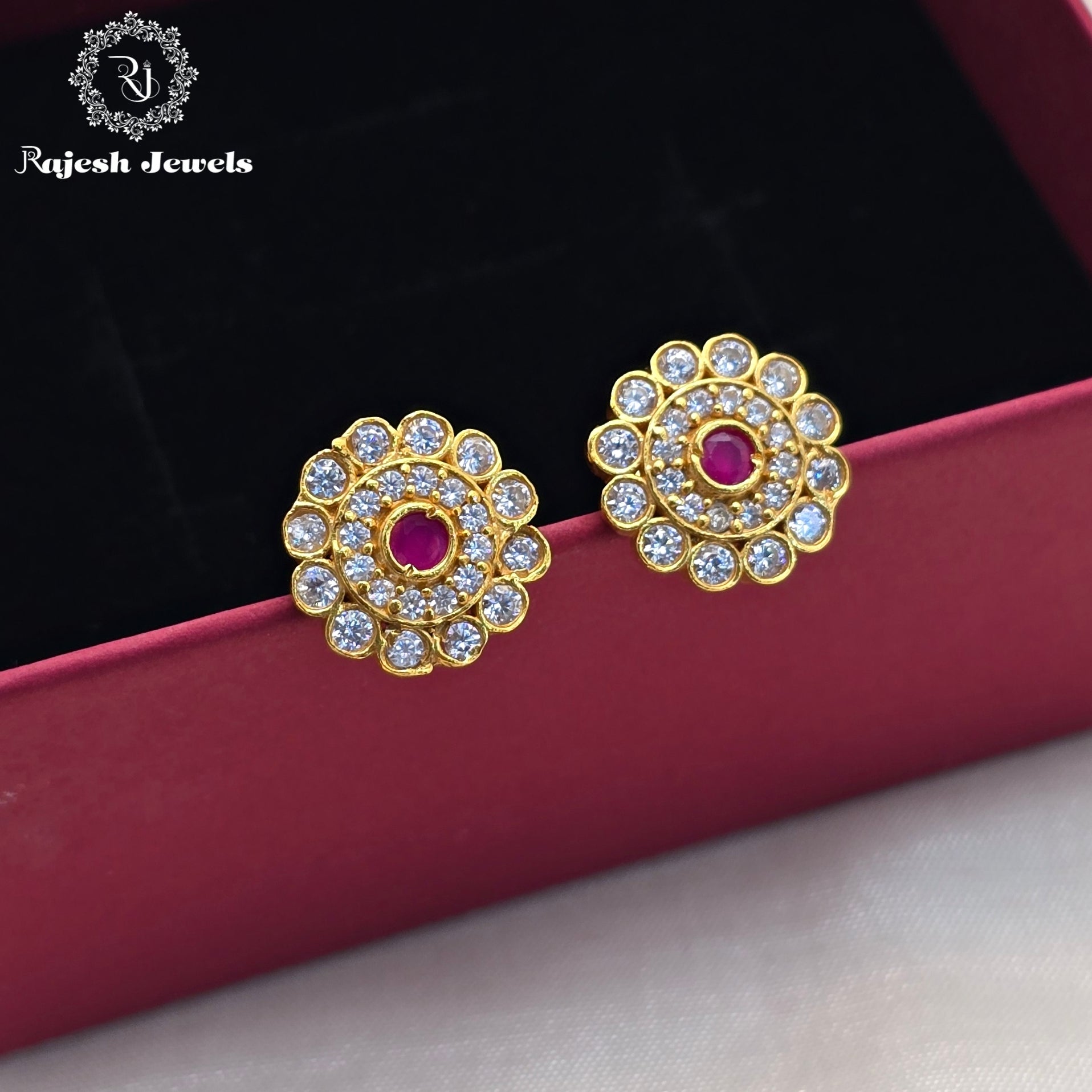Dazzling Cz Silver Gold Polished Earrings