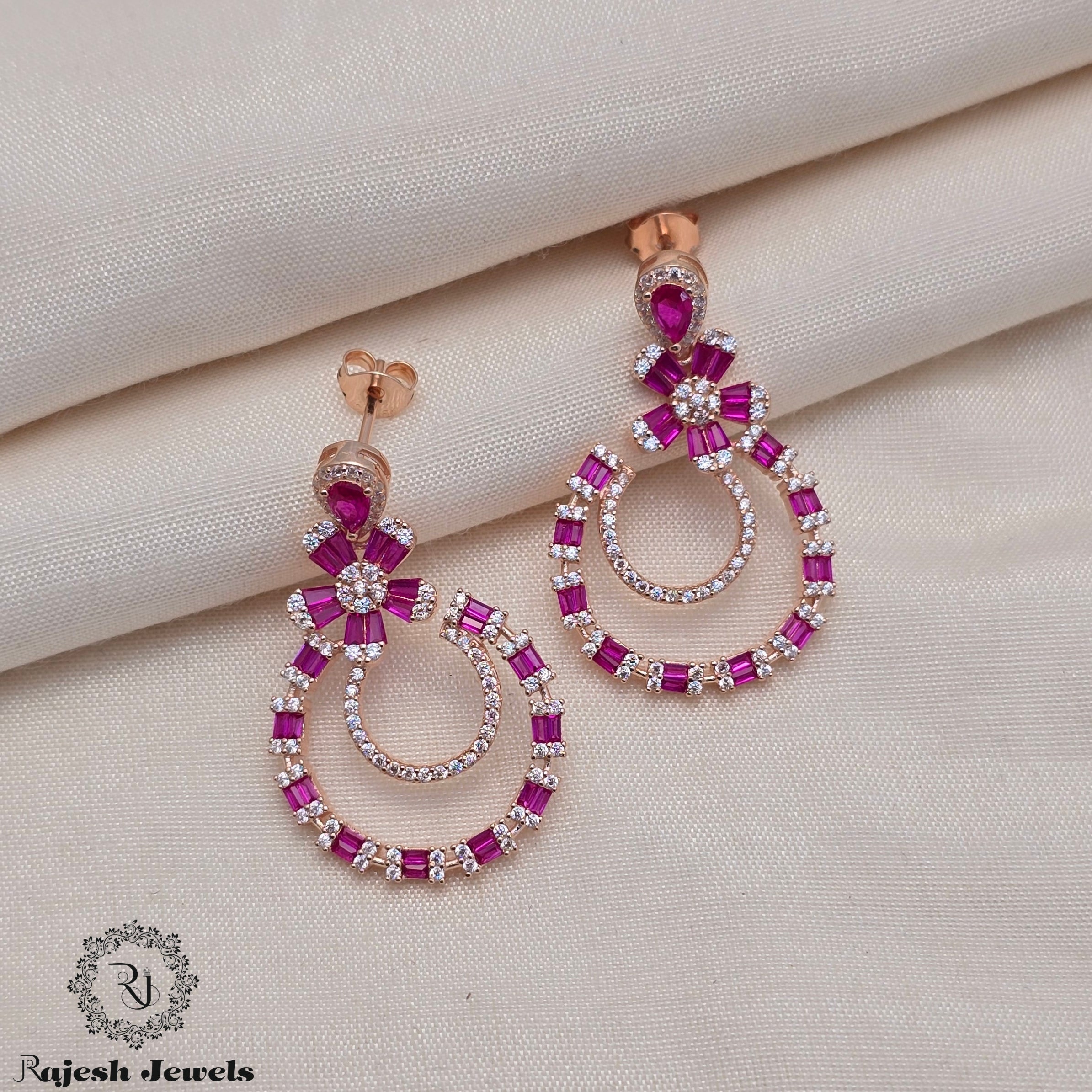 Attractive Cz Rosegold Hanging Earrings