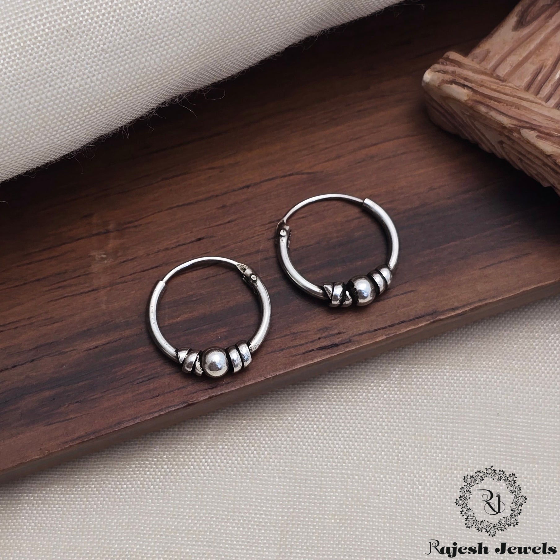 Lovable Silver Oxidised Bali Earrings