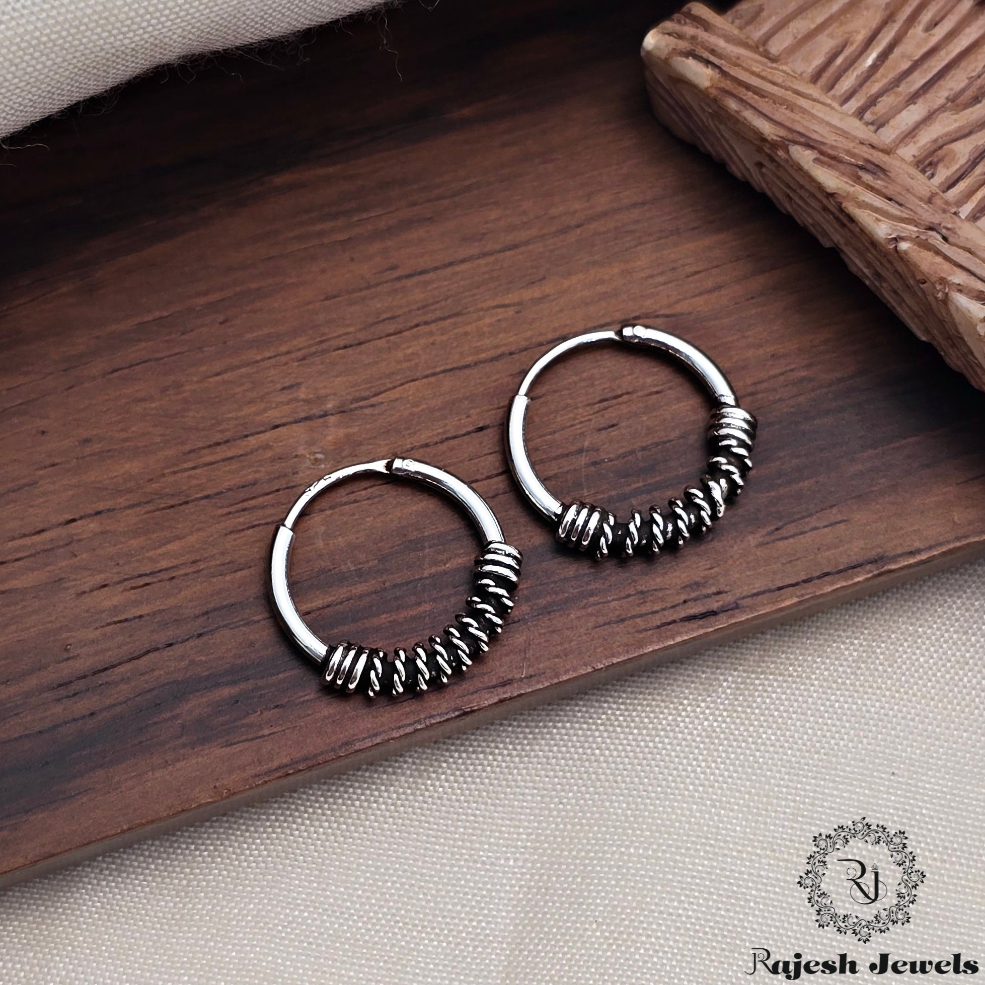 Fascinating Silver Oxidised Bali Earrings