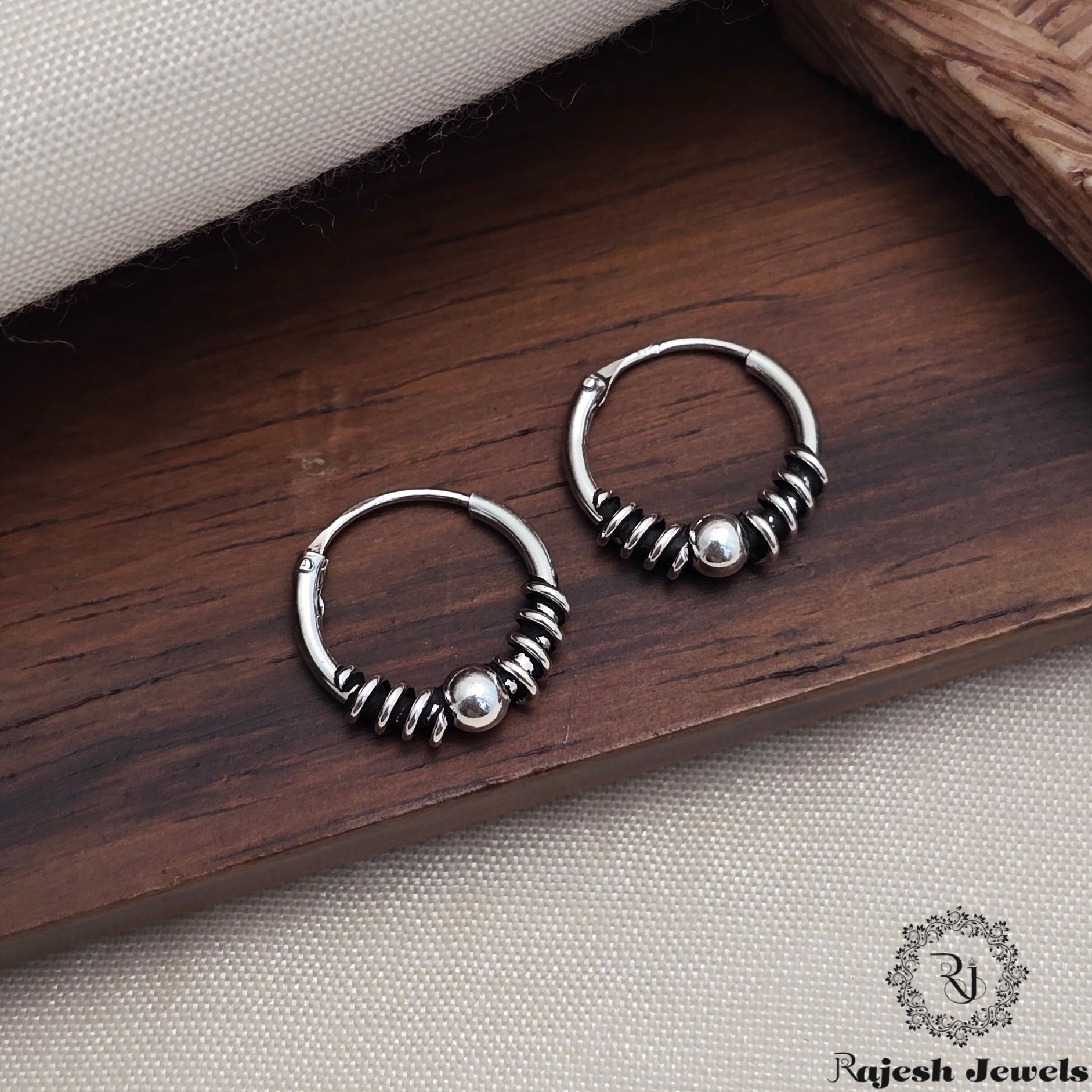 Ravishing Silver Oxidised Bali Earrings